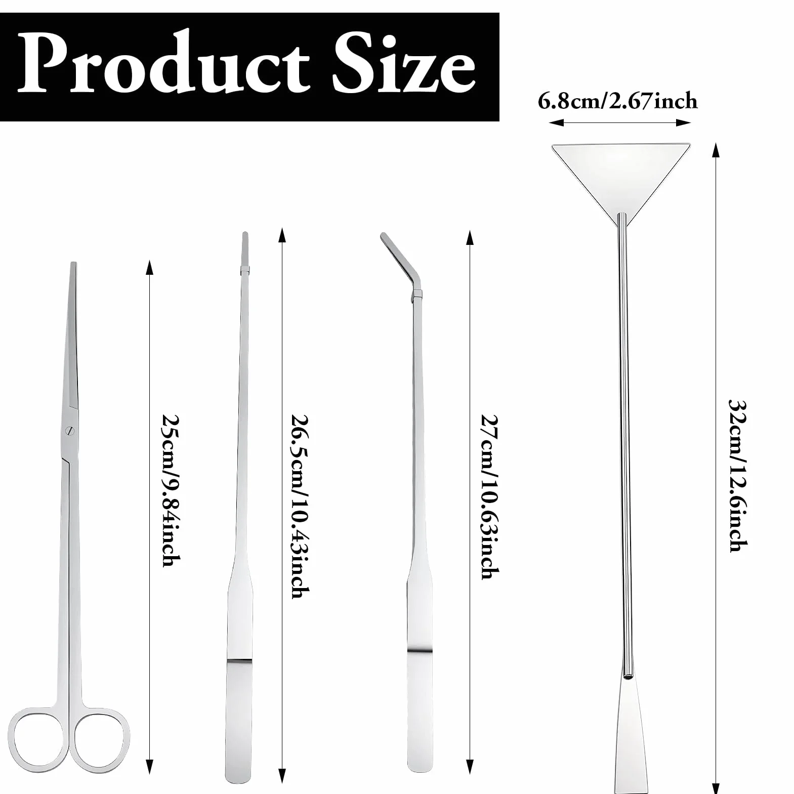 Aquarium Aquascaping Kit 4 Pièces Acier Inoxydable Pincettes Ciseaux Spatule Sac Rangement