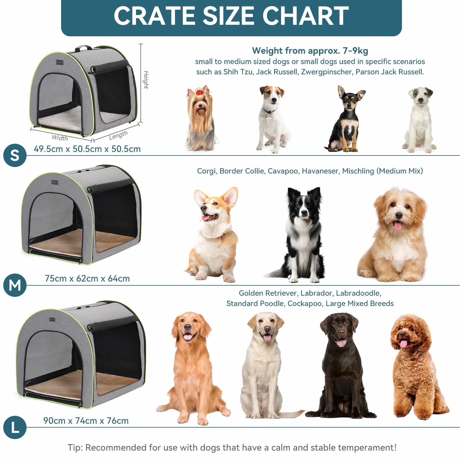 Petsfit Cage de Transport pour Animaux, Caisse de Transport pour Chien Pliable Cage Transport Chien Sac pour Chien avec Coussin en Peluche