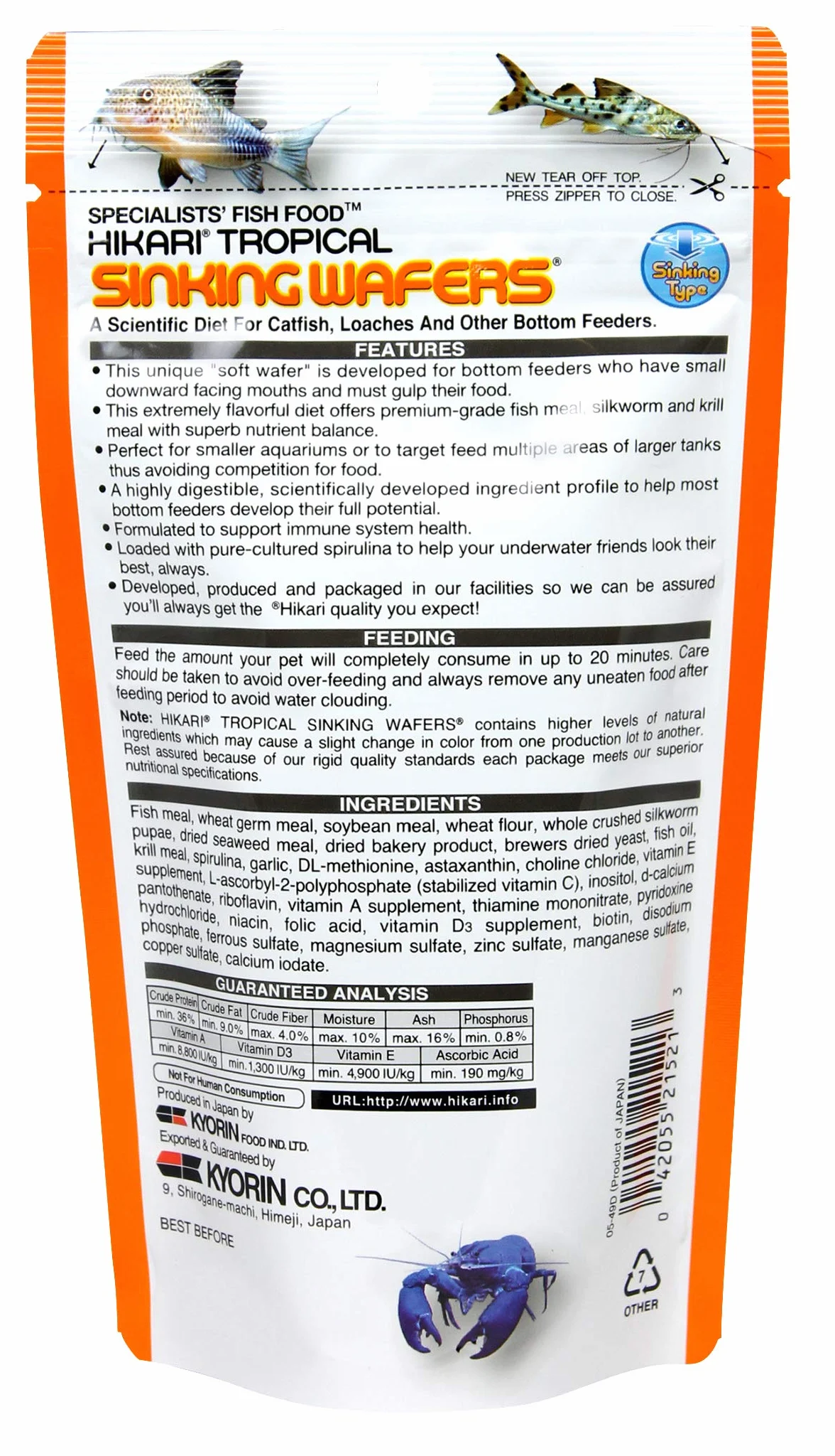 Hikari Gaufrettes coulantes pour Animaux de Compagnie 50 g