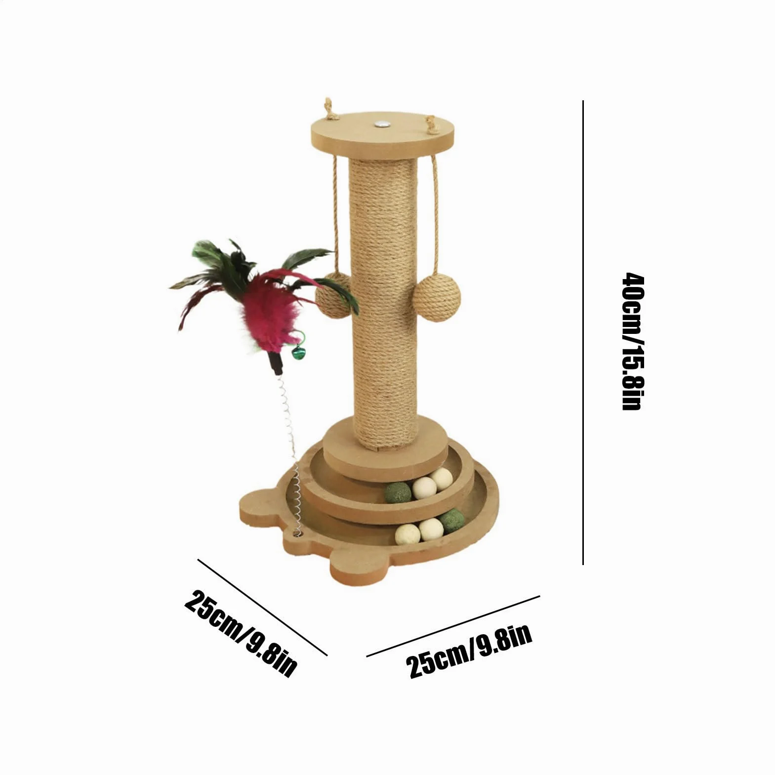 Griffoir À Griffes pour Chat Circuit À Balle pour Chat | Cadre d'Escalade Vertical avec 2 Boules de Sisal Adapté aux Grandes et Petites Tailles Zone de Détente pour Chaton