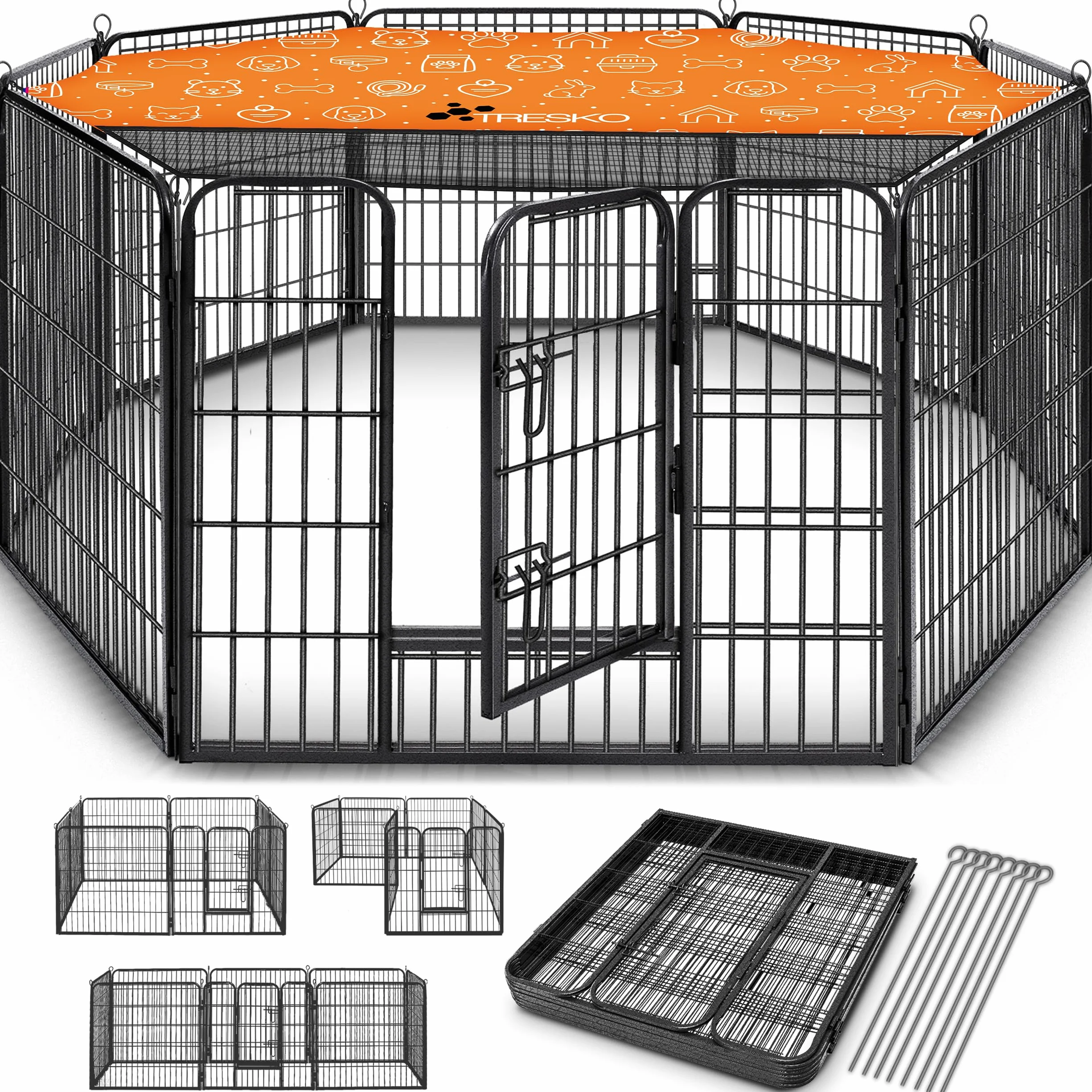 TRESKO Enclos pour Chiens 77 x 80 cm Métal Extérieur