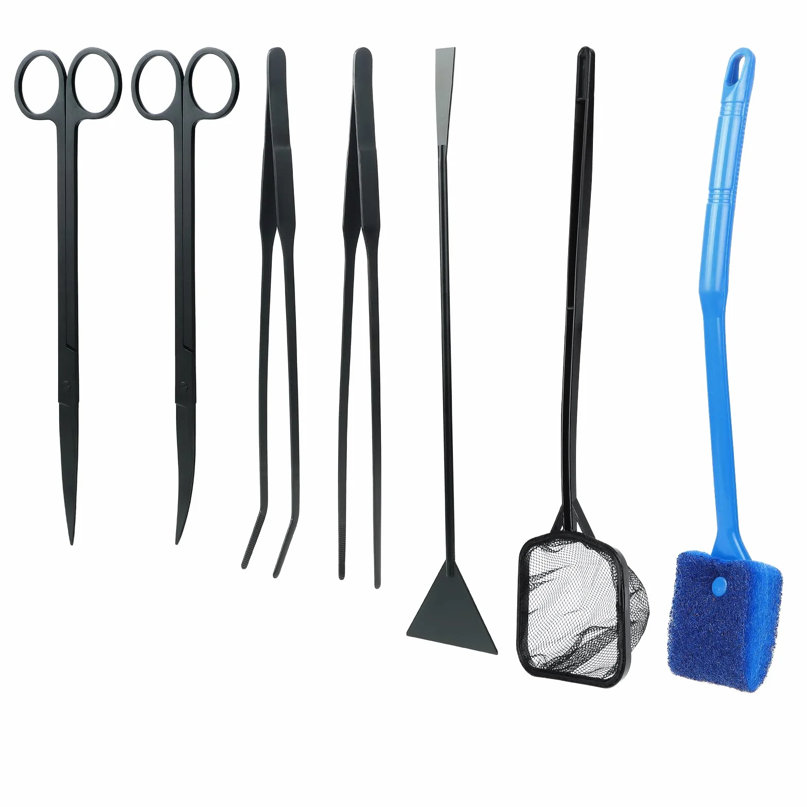 Filet de pêche 7 en 1 Outils Aquarium - Filet de pêche, Ciseaux, Spatule de Nettoyage Algues