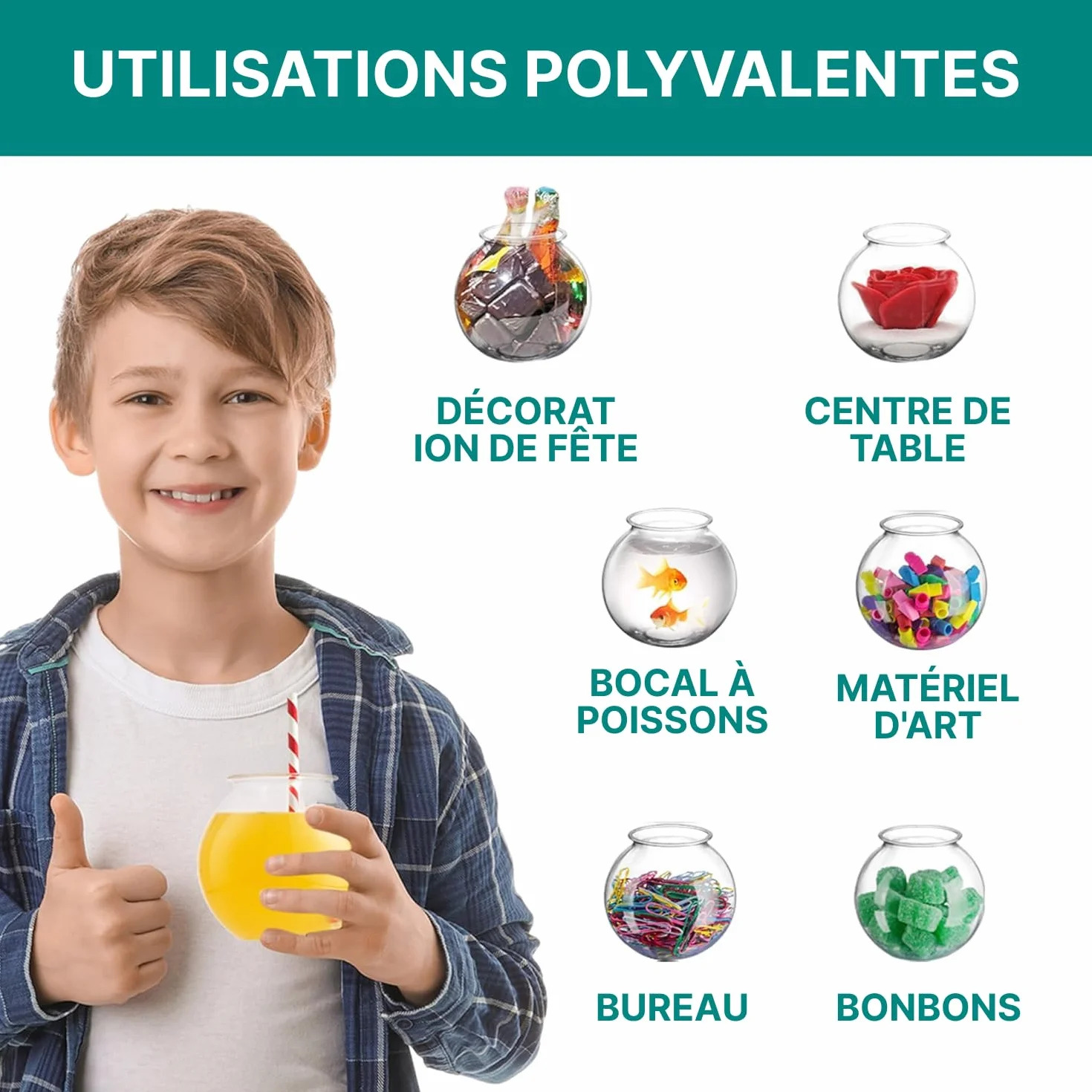 JoyServe Bol à poissons en plastique 16 oz 10,2 cm lot de 12 sans BPA