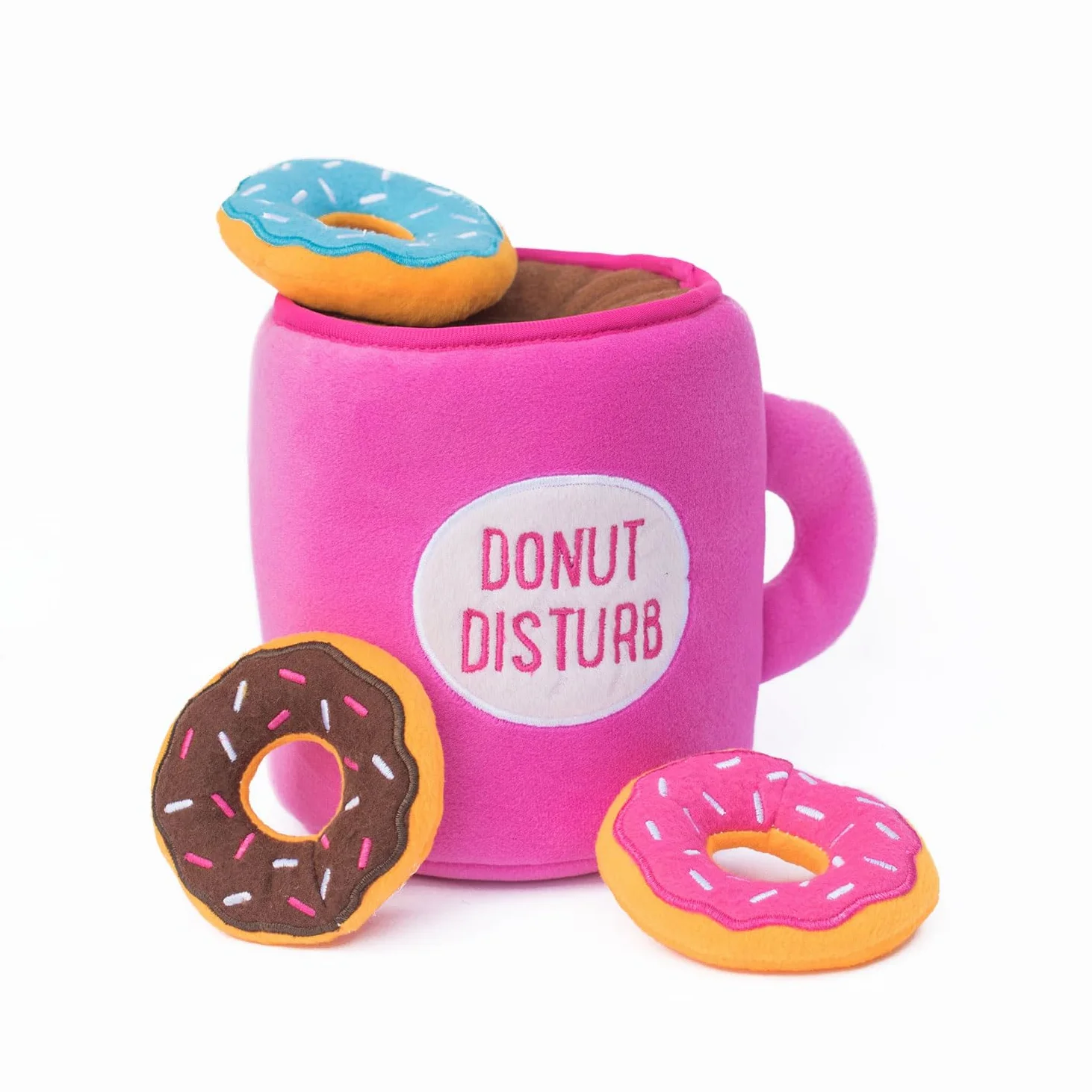 ZippyPaws - Food Buddies Burrow Jouet interactif couineur en Peluche pour Chien Motif café et donutz