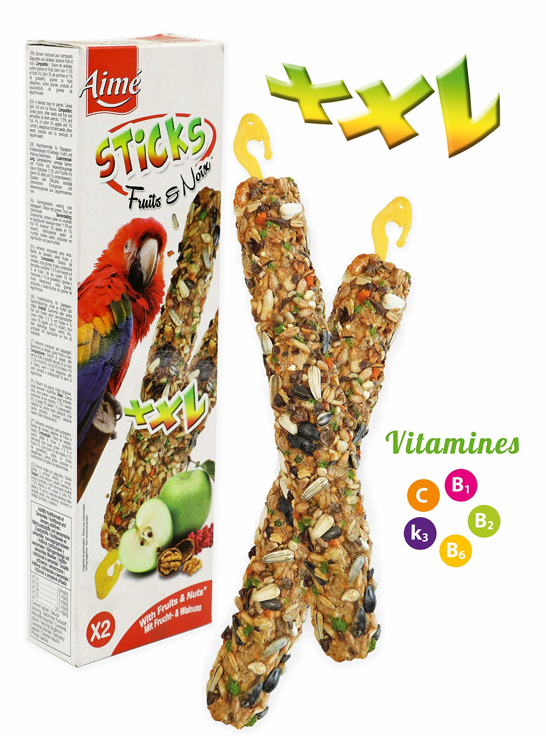Aime Baguettes aux Fruits/Noix pour Perroquets XXL