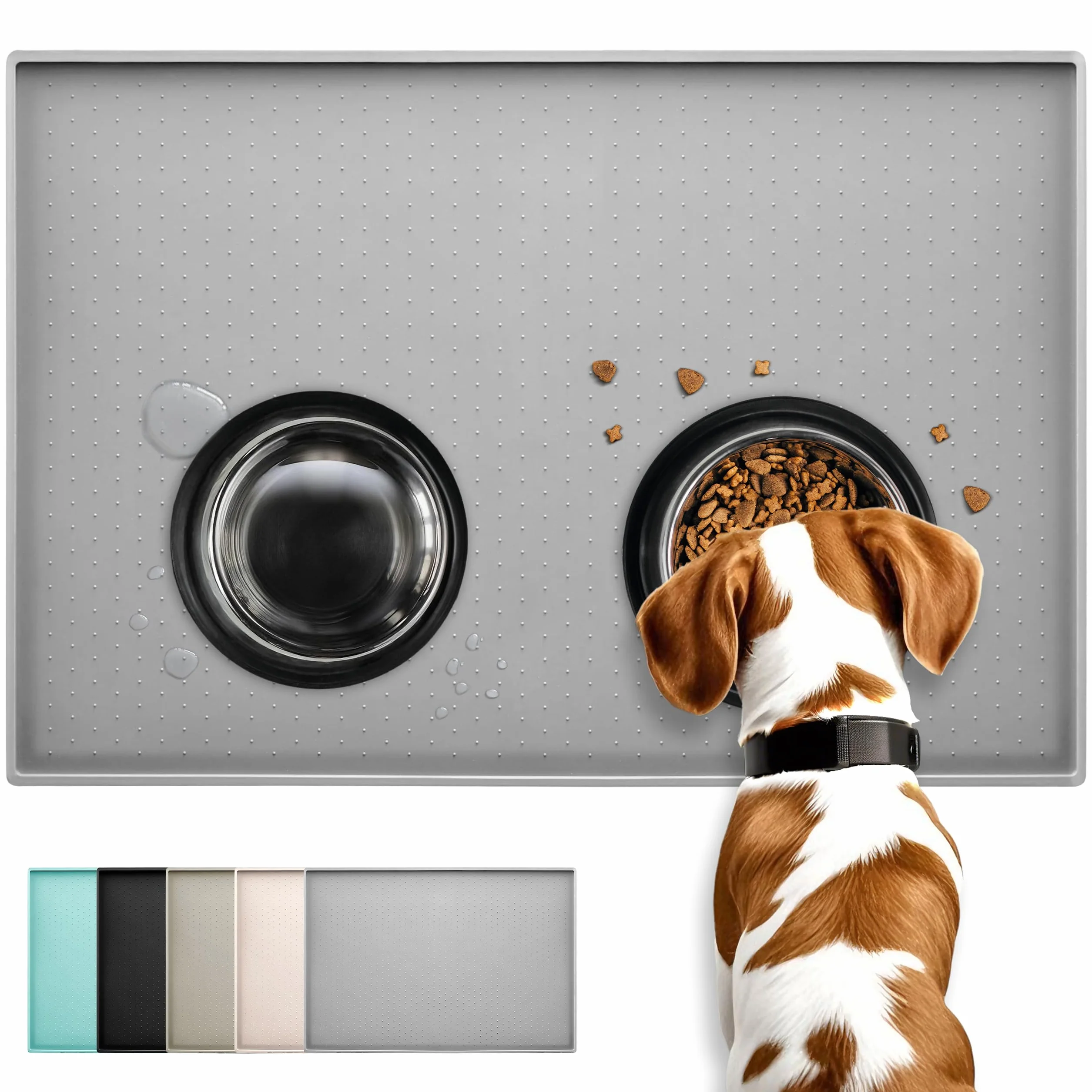 Conlun Tapis de Nourriture pour Chien et Chat de Silicone, Design antidérapant, Bord surélevé pour éviter Que l'eau ou la Nourriture ne se renverse, Passe au Lave-Vaisselle, Facile à Nettoyer