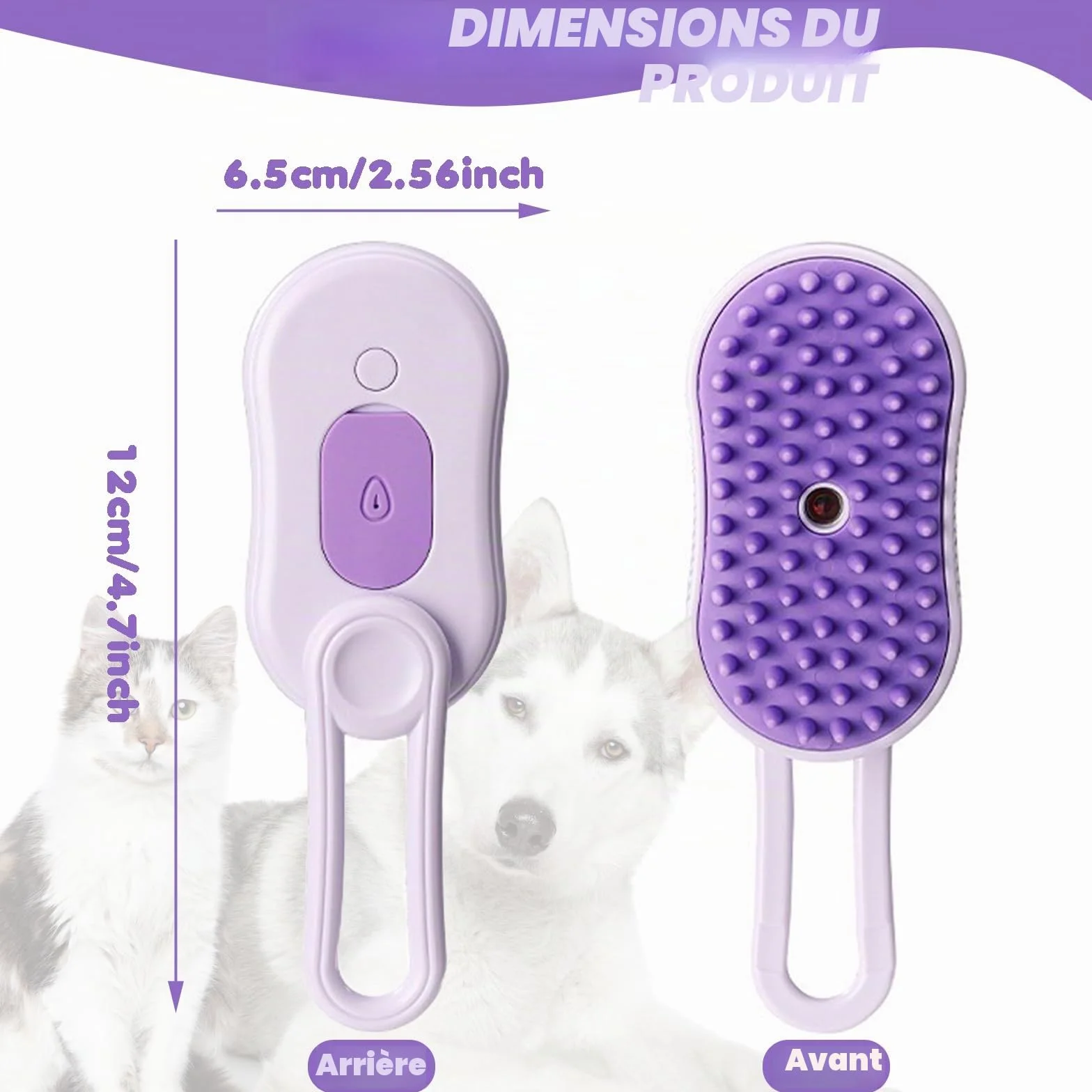Brosse à vapeur 3 en 1 pour chat et chien - Brosse de toilettage à vapeur