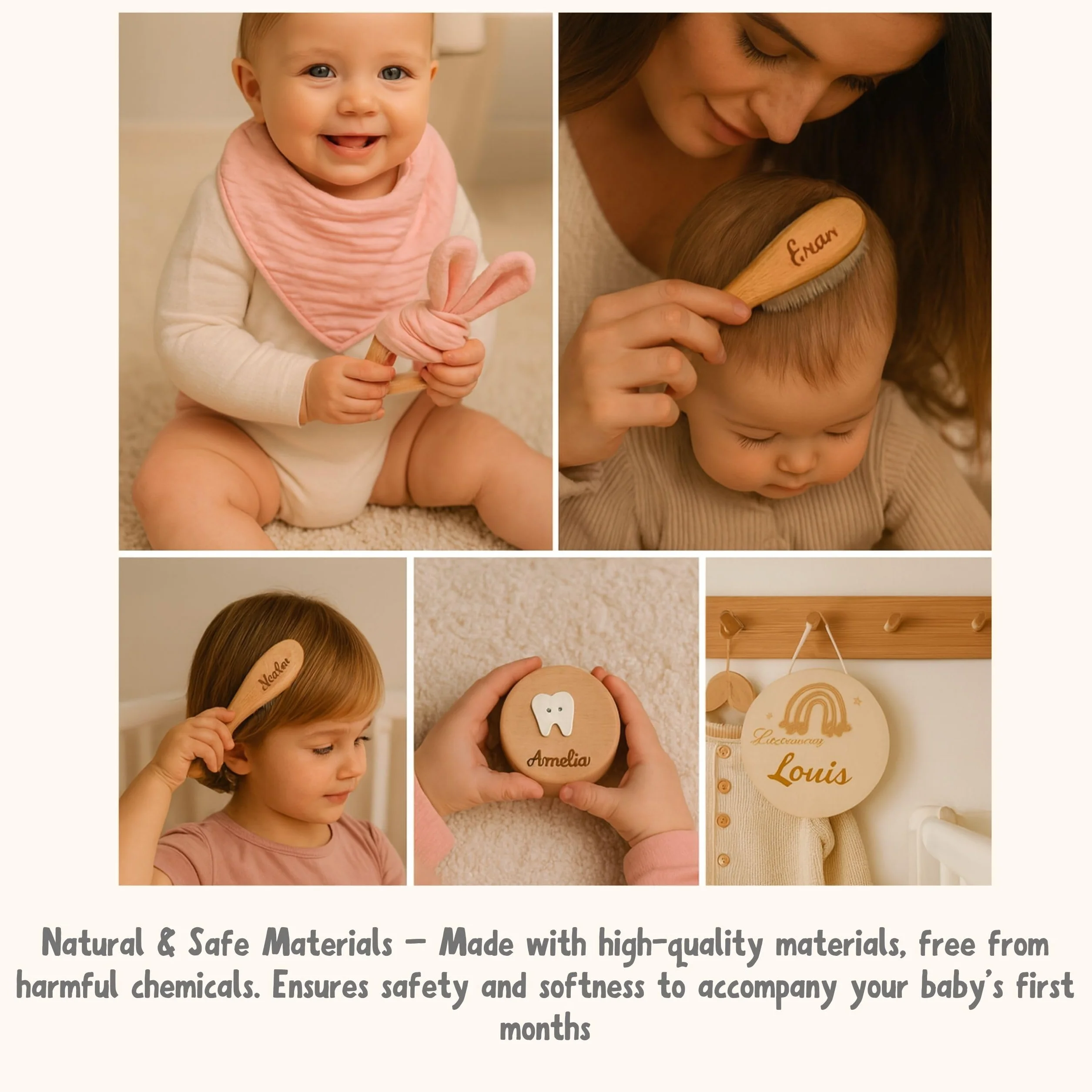 Coffret de Naissance Personnalisé Cadeau Bébé Fille Garçon Boîte Souvenir Prénom Gravé Rose