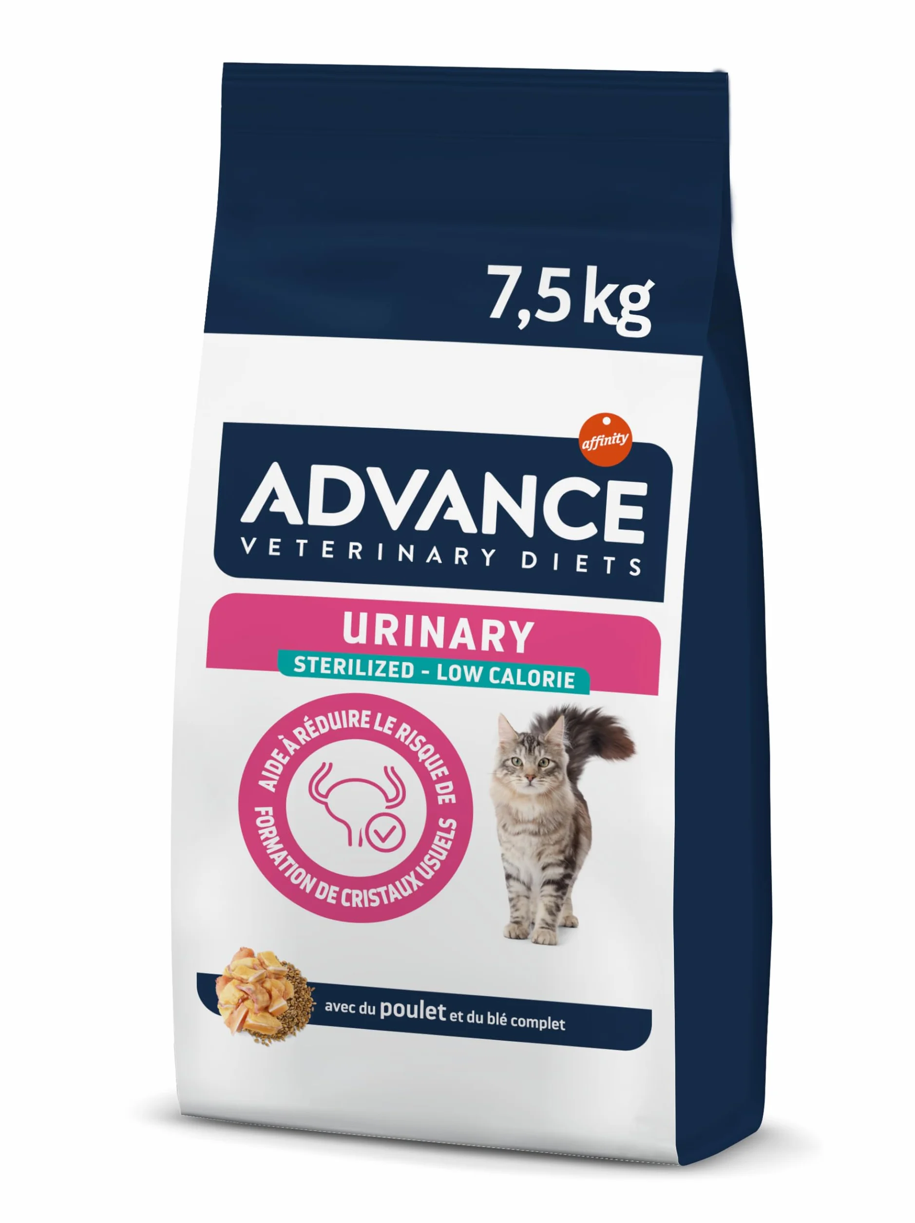 Advance Veterinary Diets Urinary Low Calorie Croquettes pour Chats Contrôle du poids Protection voies urinaires 7.5 kg