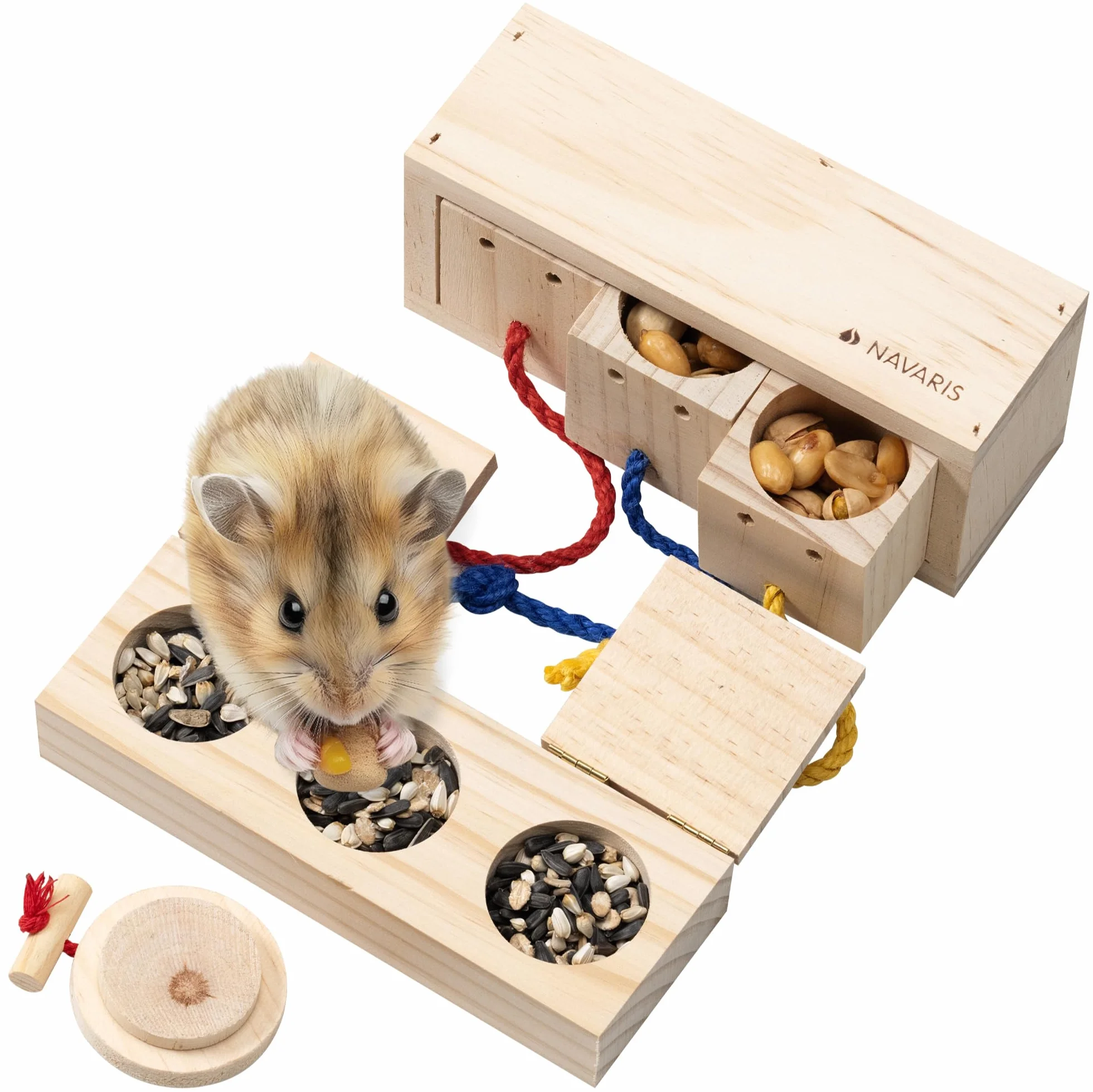 Navaris Distributeur de Friandises pour Hamster - Jouet Interactif pour Lapin Nain Cochon d'Inde Rongeur