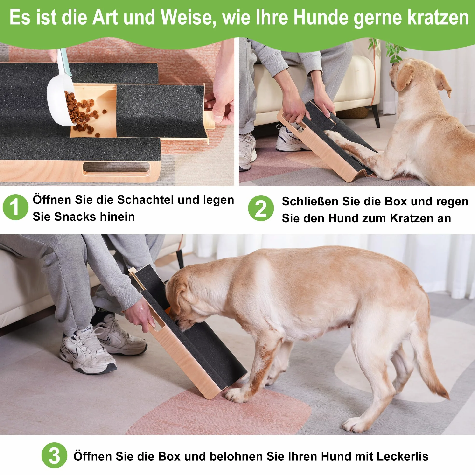 Planche à griffer pour Grands Chiens avec boîte à friandises, Jouet pour Lime à Ongles et raccourcissement des Griffes latérales Plus Facile (XL, avec boîte à friandises)