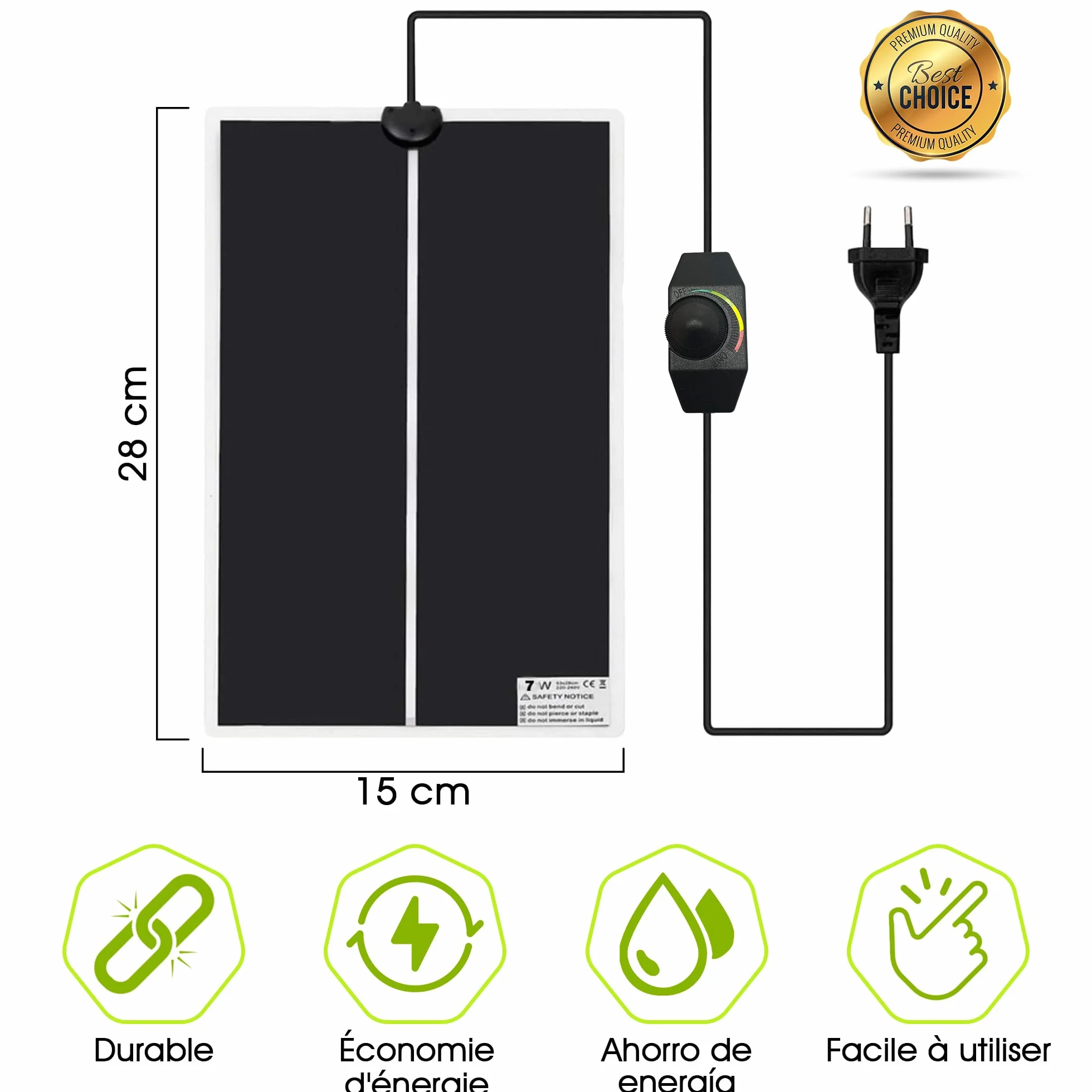 Fallcon Tapis Chauffant Terrarium 7W avec Thermostat - Chauffage pour Reptiles