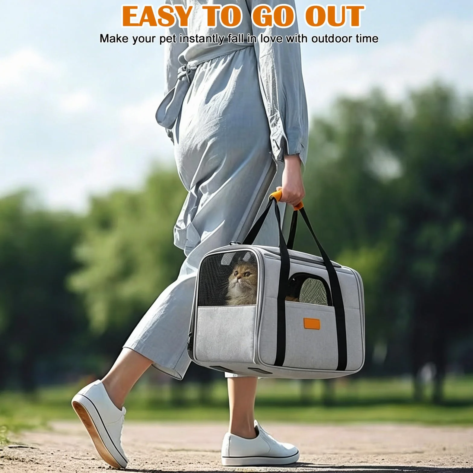 Sac Transport Chat Chien 45x35x32 cm Gris Jusqu'à 6,8 kg avec Gamelle d'eau