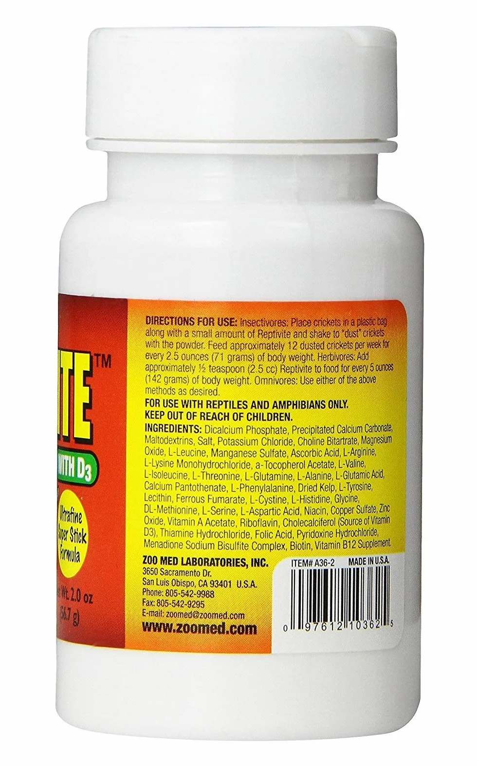 Zoo Med Reptivite avec D3 Cocktail pour Reptile 57 g