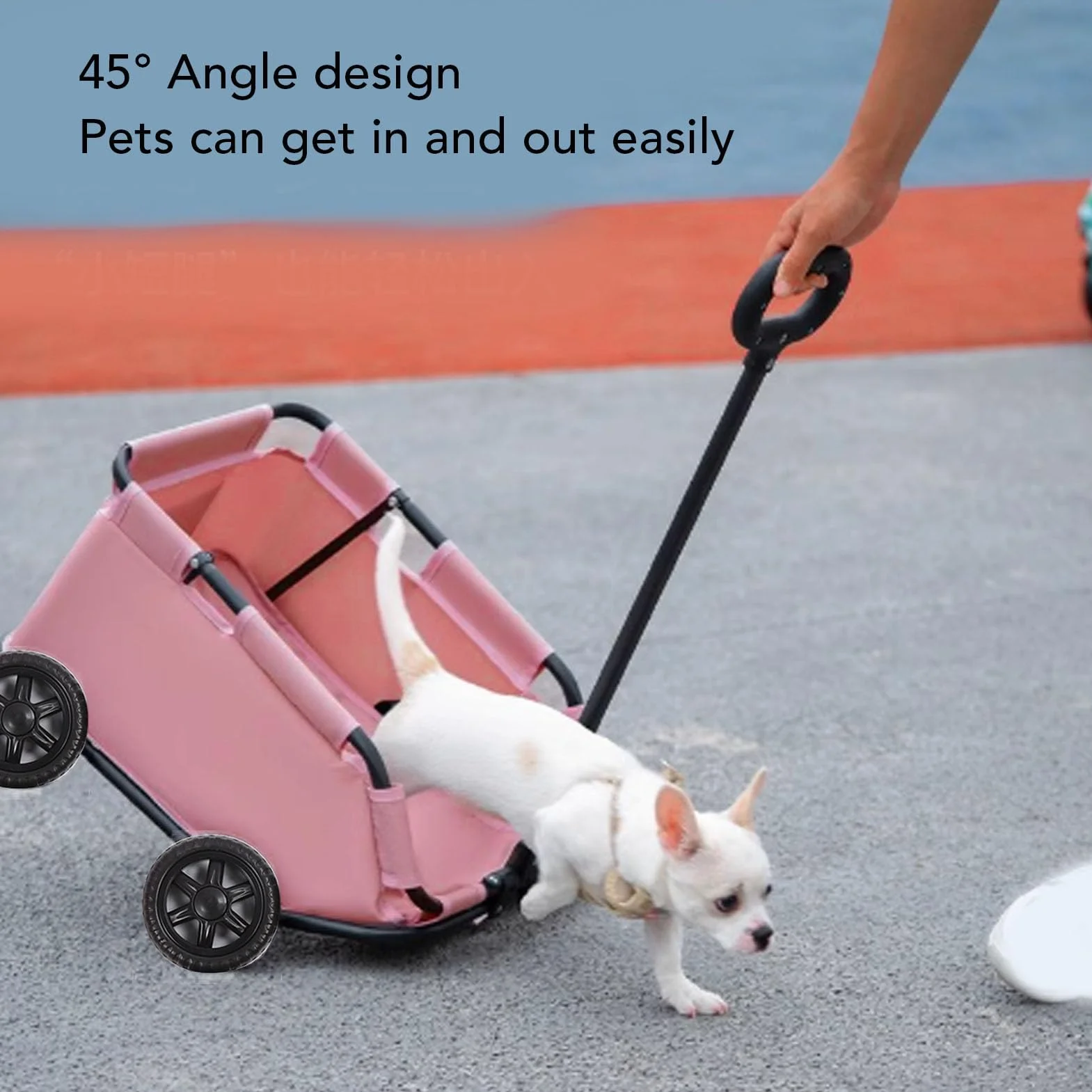 Chariot de Transport pour Chiens et Chats, Poussette Pliable 4 Roues, 51 x 35 x 23 cm