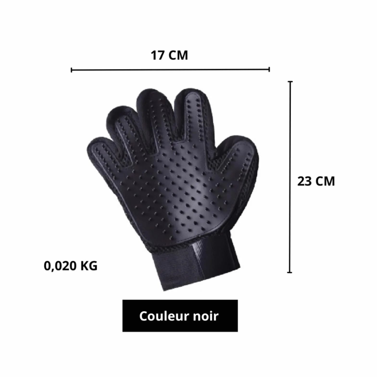 Gants de Toilettage Ajustables pour Animaux 4 en 1 Silicone Doux pour Chien Chat Lapin Brossage Massage Bain Retrait des Poils (Noir)
