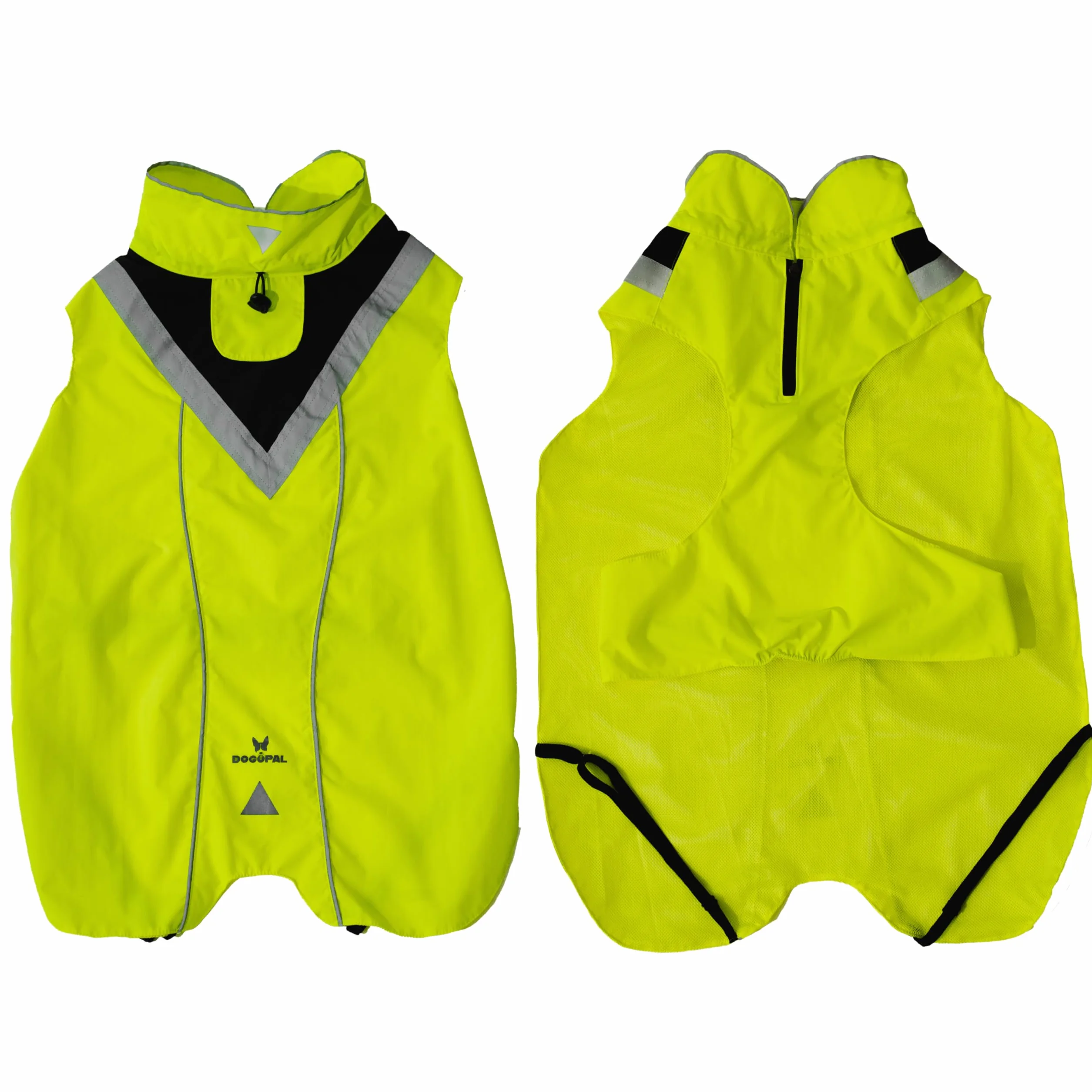DOGOPAL Imperméable Chien - Manteau Imperméable Léger avec Surface Réfléchissante et Ouverture Harnais - Jaune, M
