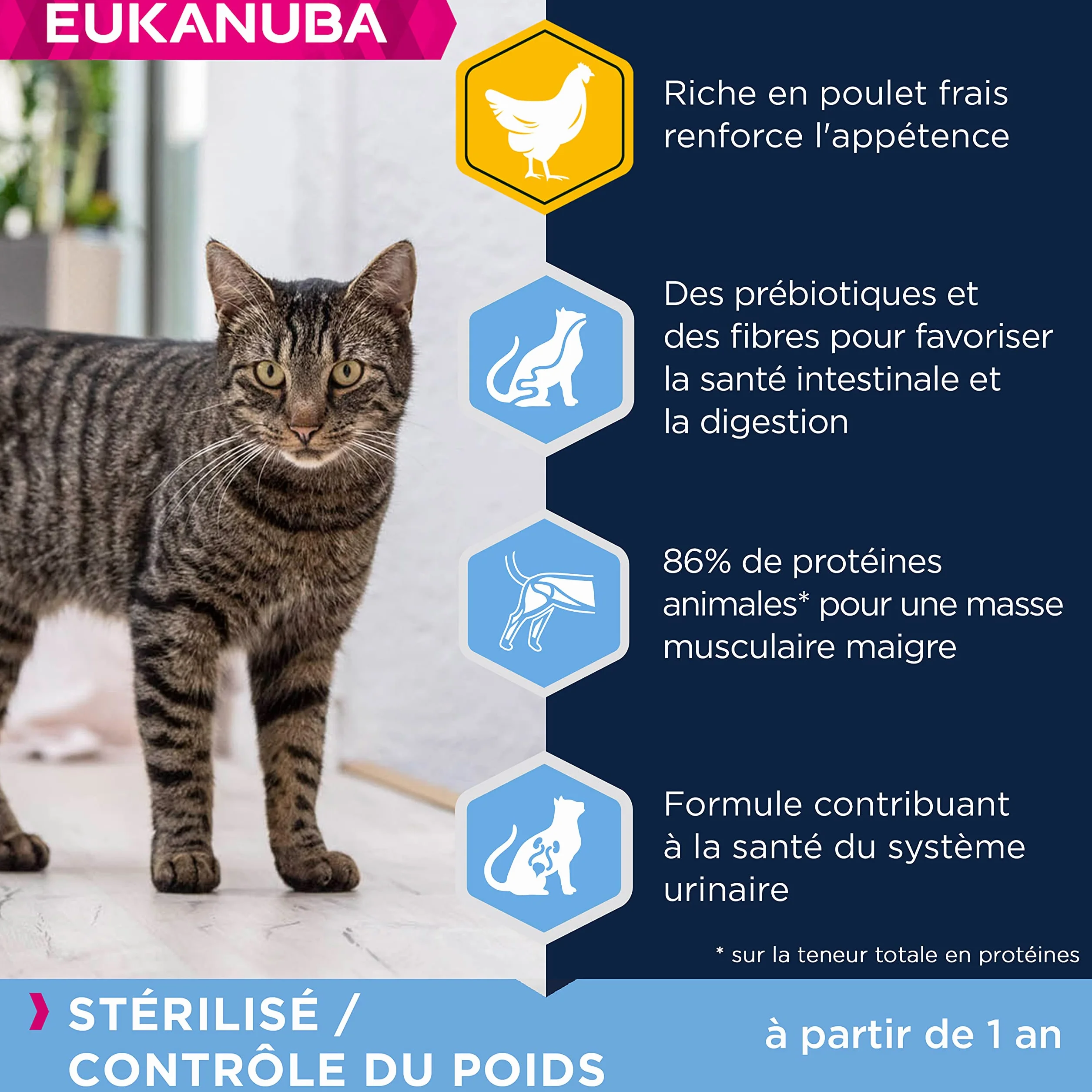 EUKANUBA Croquettes Premium Chat Stérilisé Surpoids Adulte Senior 10kg
