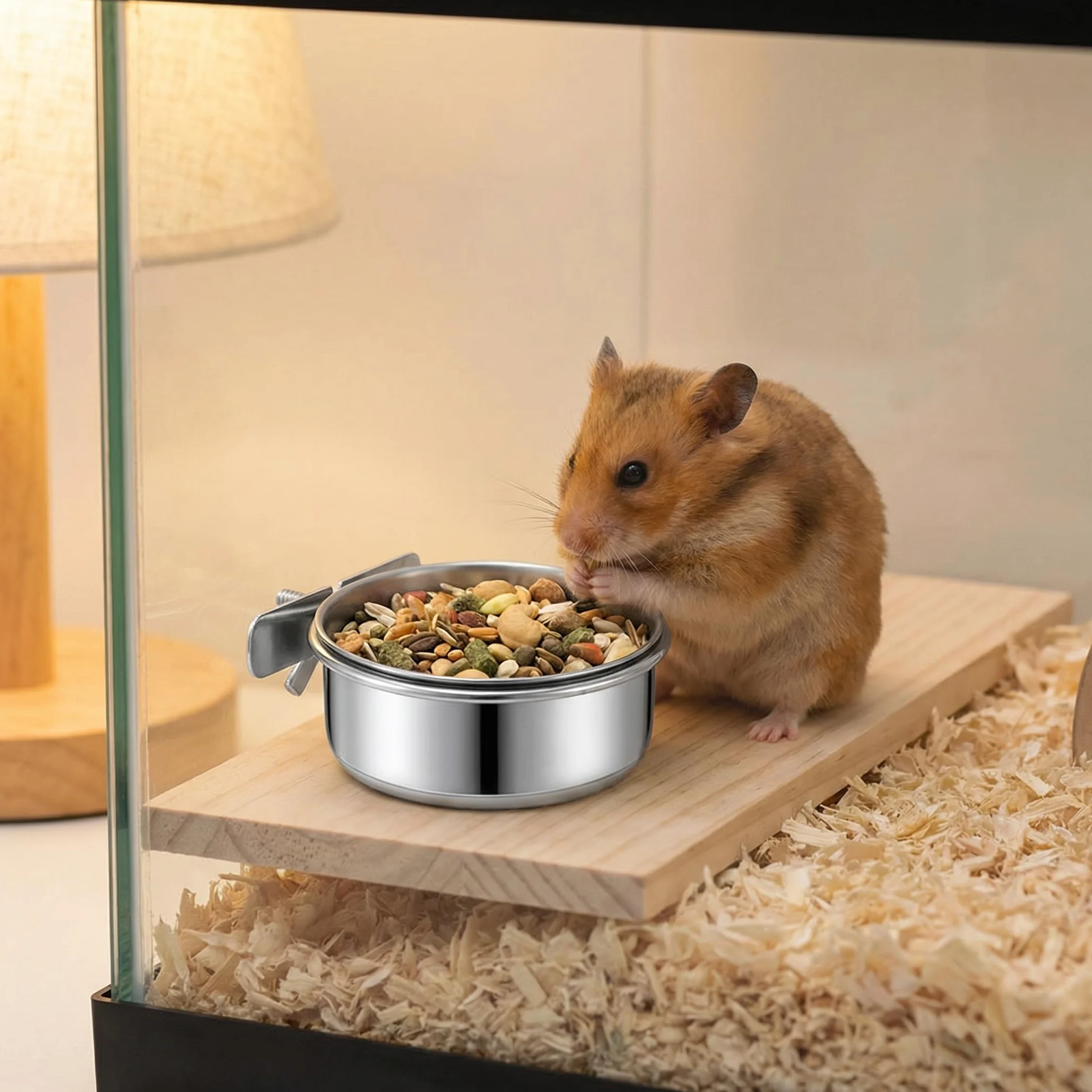 Mangeoire pour Cage à Oiseaux en Acier Inoxydable 10 cm Suspendue