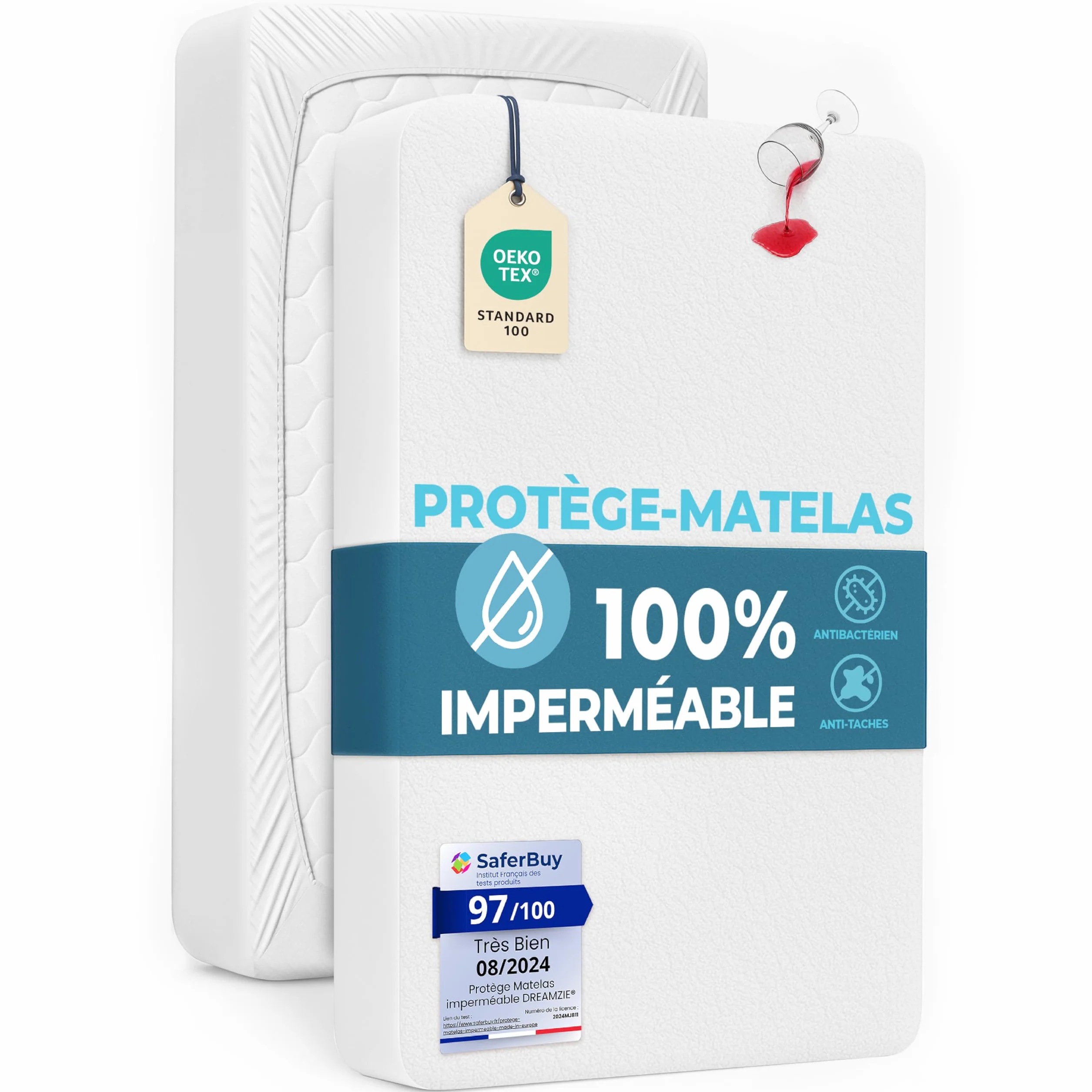 Dreamzie Protege Matelas 140x190 cm Imperméable Hypoallergénique Respirante Certifiée Oeko-Tex