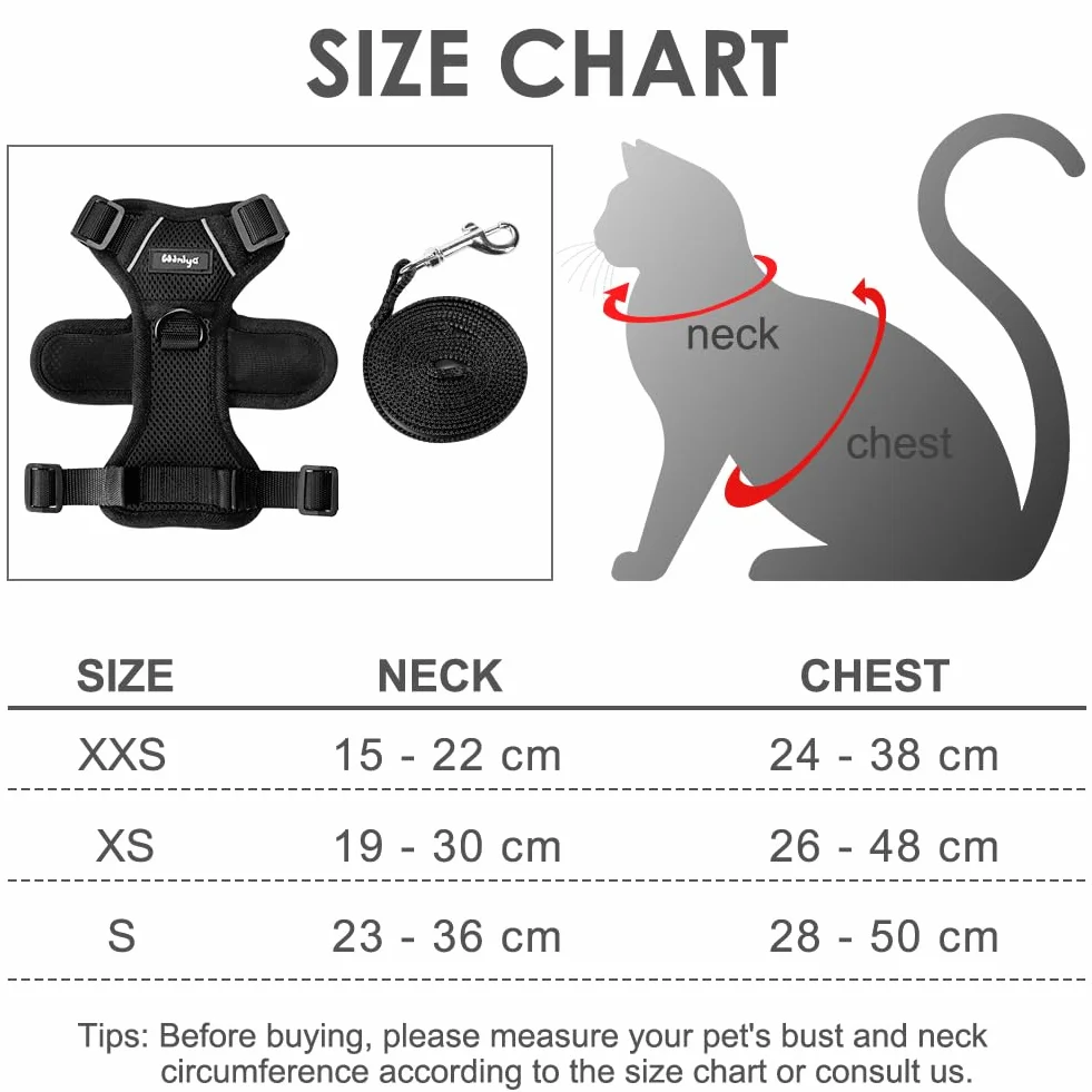Harnais Réglable Réfléchissant Respirant pour Chien Chaton Lapin Anti-évasion XS Noir