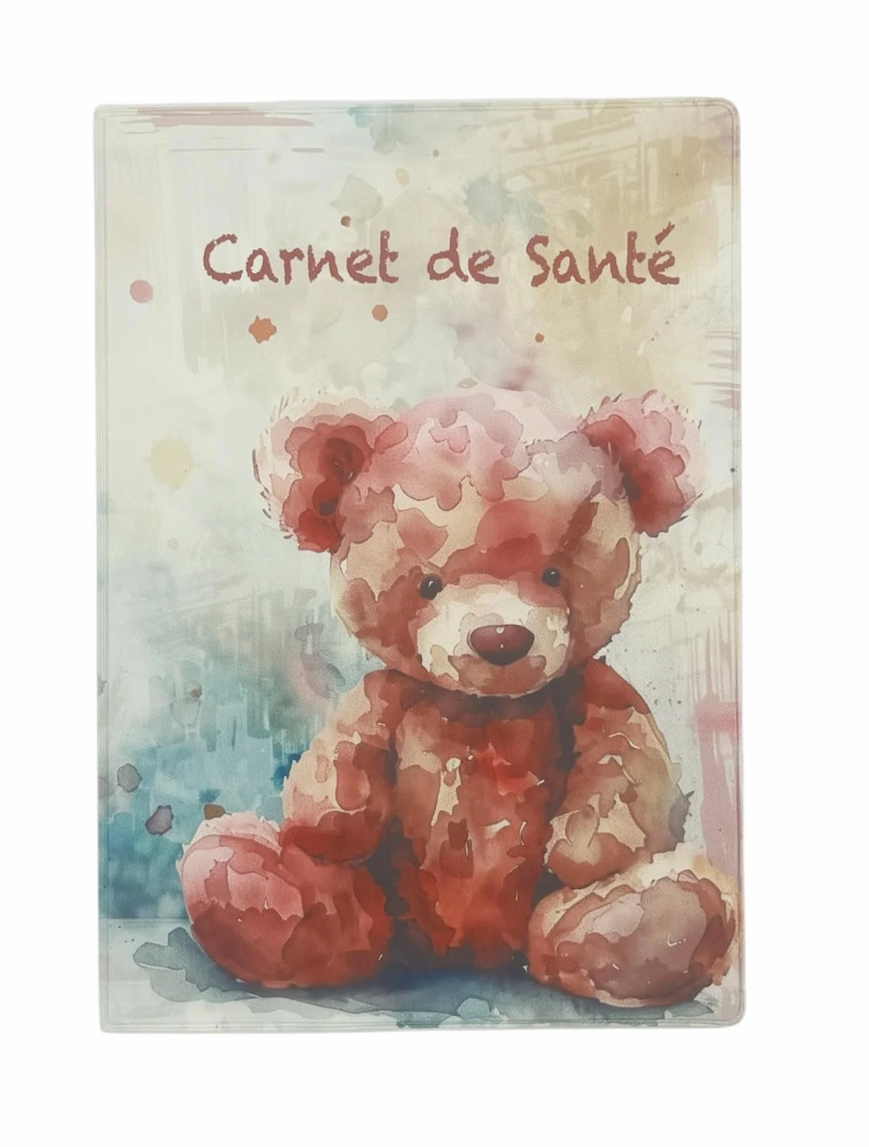 Protège Carnet de Santé Enfant en Gomme Expansée Souple Résistant Imperméable Étui Bébé Fille Garçon Modèle Ourson Fabriqué en France