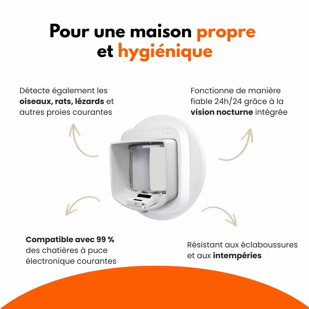 ZeroMOUSE 2.0 Extension pour chatière à puce électronique avec détecteur de proies et reconnaissance de puce
