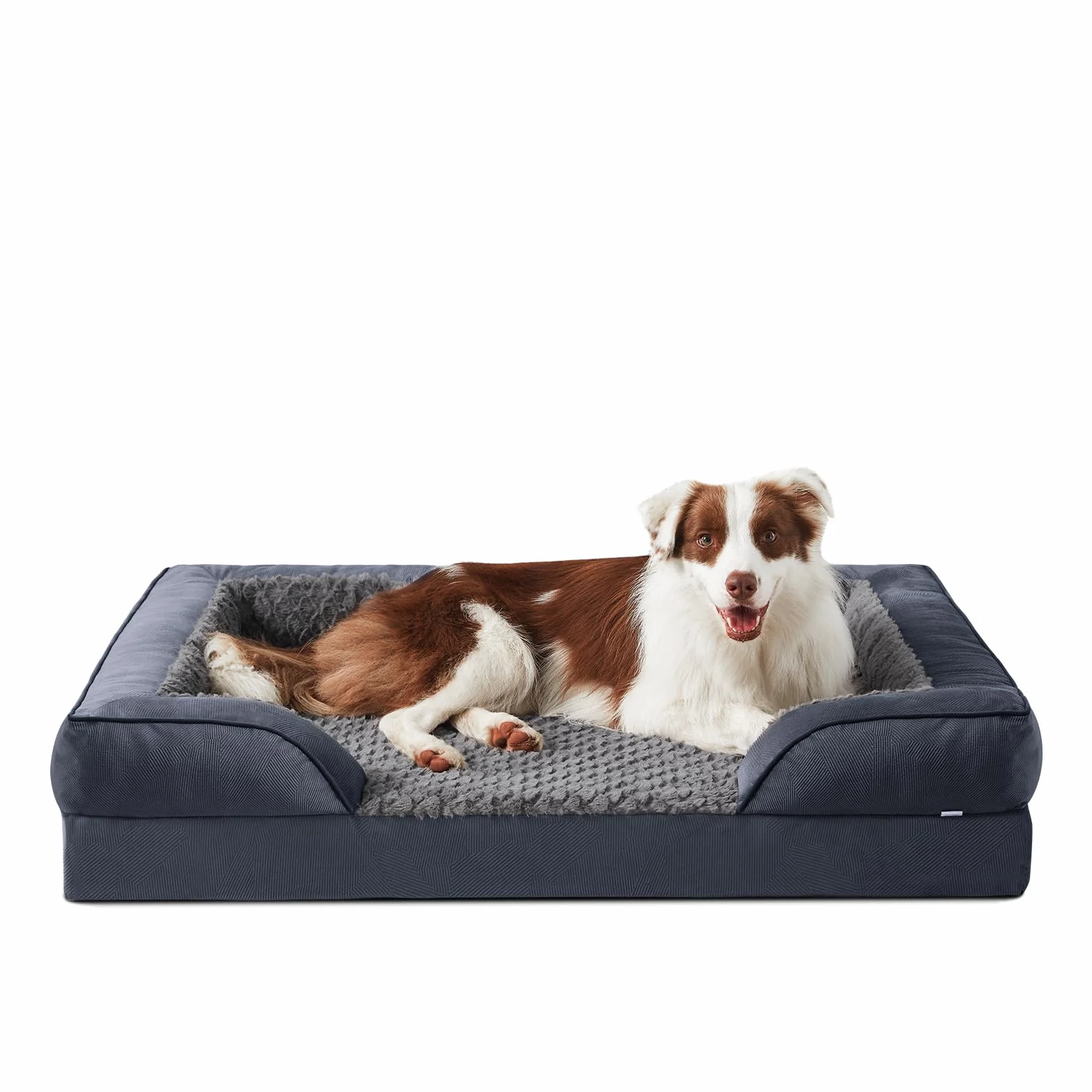 JOEJOY Panier Chien Grande Taille Orthopedique Memoire de Forme Lit pour Chien Dehoussable Lavable Coussin Nid d'abeille Imperméable Gris Foncé