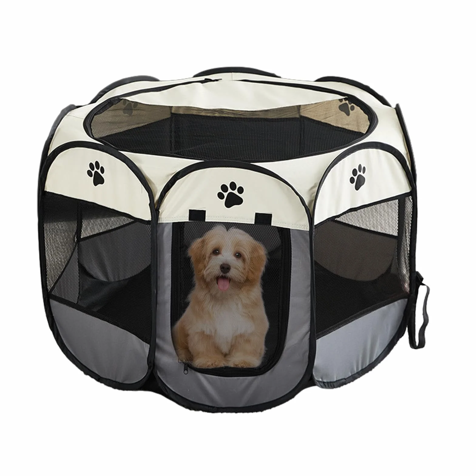 Parc pour chat d'extérieur pliable Tissu Oxford fermeture éclair enclos jeu amovible cage respirante fond imperméable