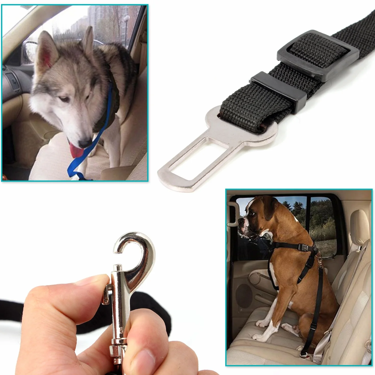 Ceinture de Sécurité pour Chien Chat Animaux de Compagnie Sièges Voiture Noir