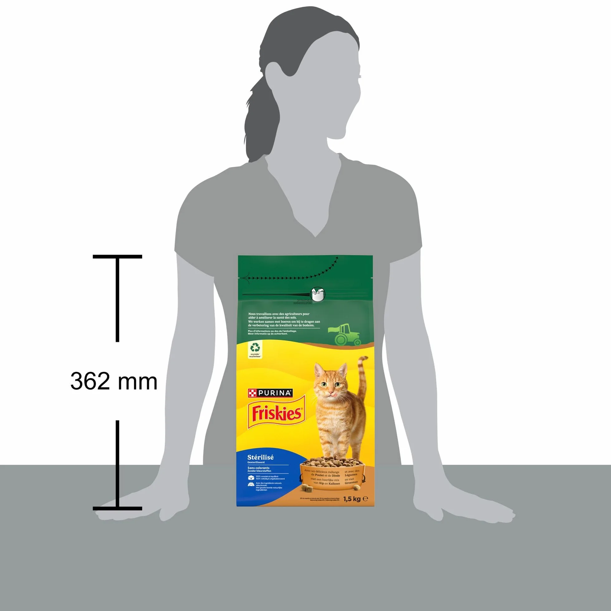 FRISKIES Chat Aliment Complet pour Chats Adultes Stérilisés Dinde Poulet Légumes Croquettes 1,5 kg