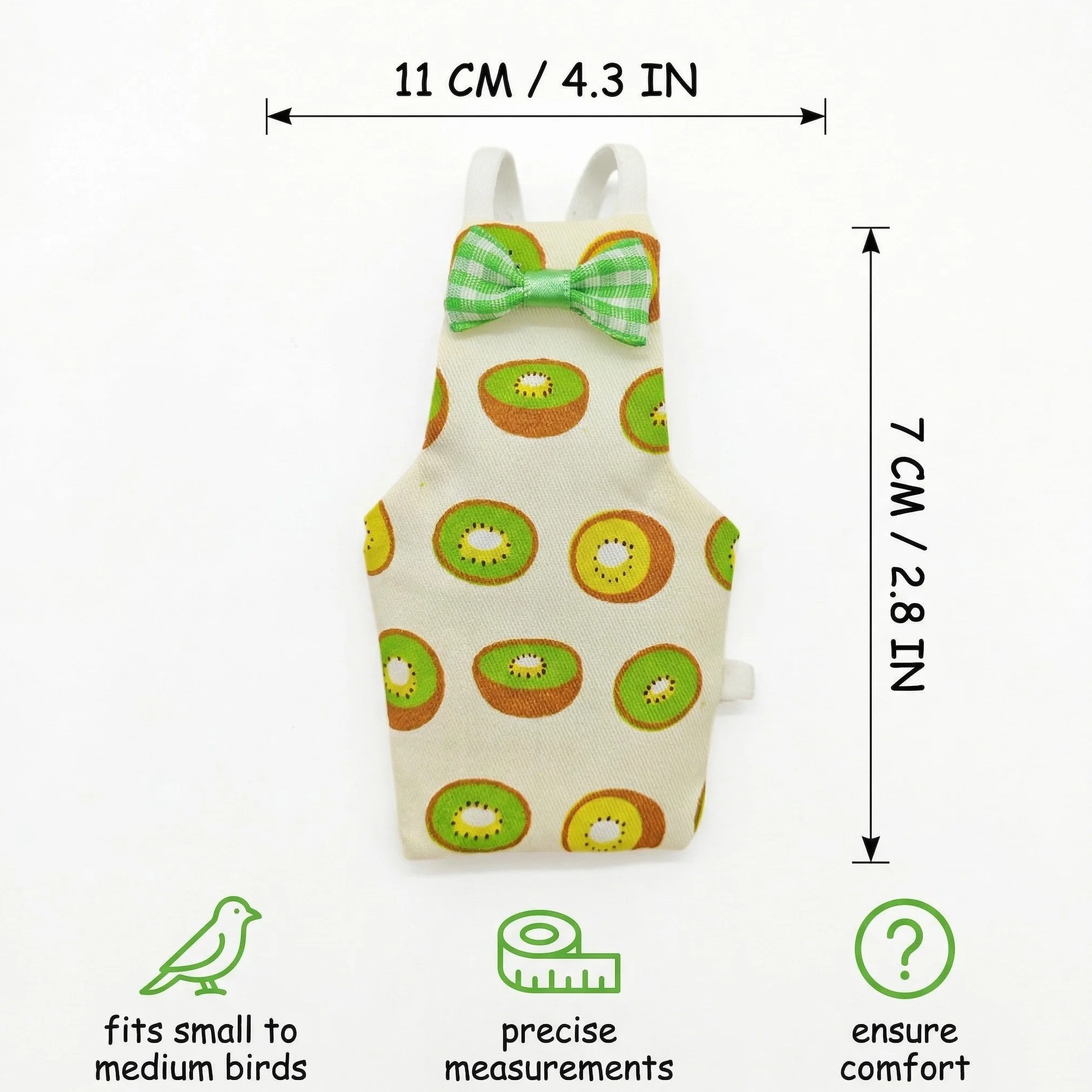 Couches-culottes réutilisables pour perroquets et pigeons, Ensemble de 2, ajustables, doux (vert, orange)