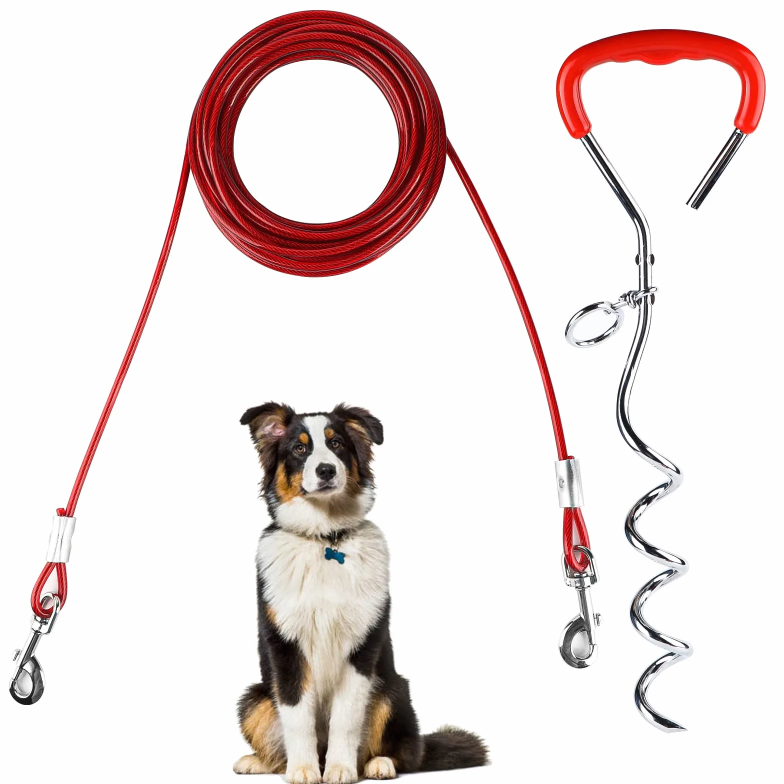 EFUTURETIME Piquet d'Ancrage Spirale Longe Chien Acier Inoxydable 9m Camping
