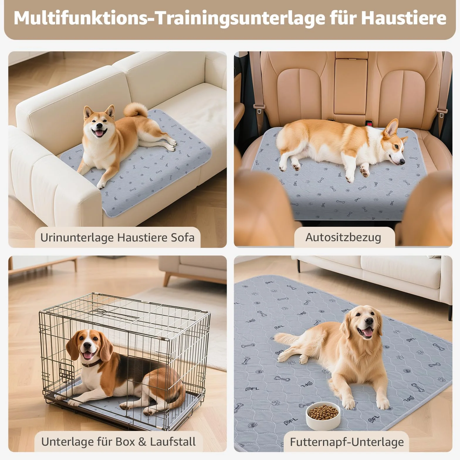 Tapis absorbant lavable pour chiot 182 x 182 cm | 1 tapis de dressage imperméable pour chiot, antidérapant et anti-fuite, pour canapé, sol et parc pour chiot