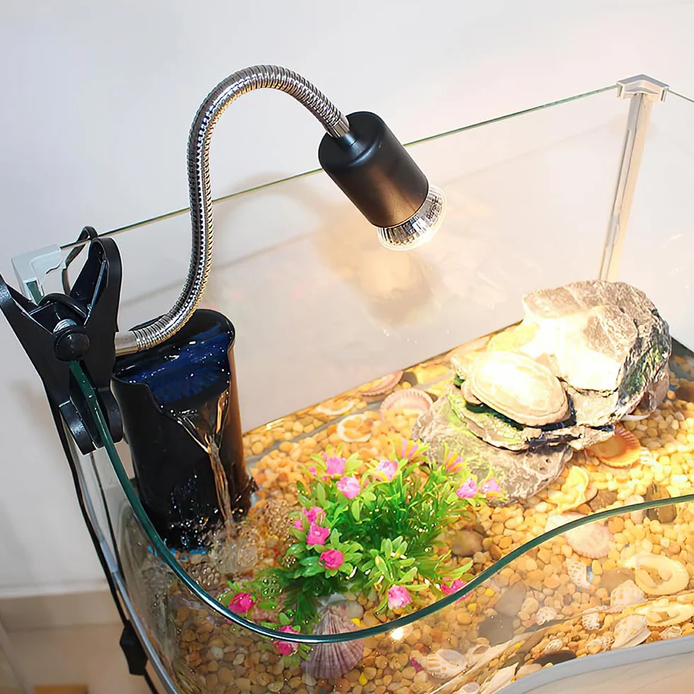 Lotvic Lampe Chauffante Tortue Reptiles 3 Ampoules UVA UVB Thermomètre EVA Clamp Pivotant