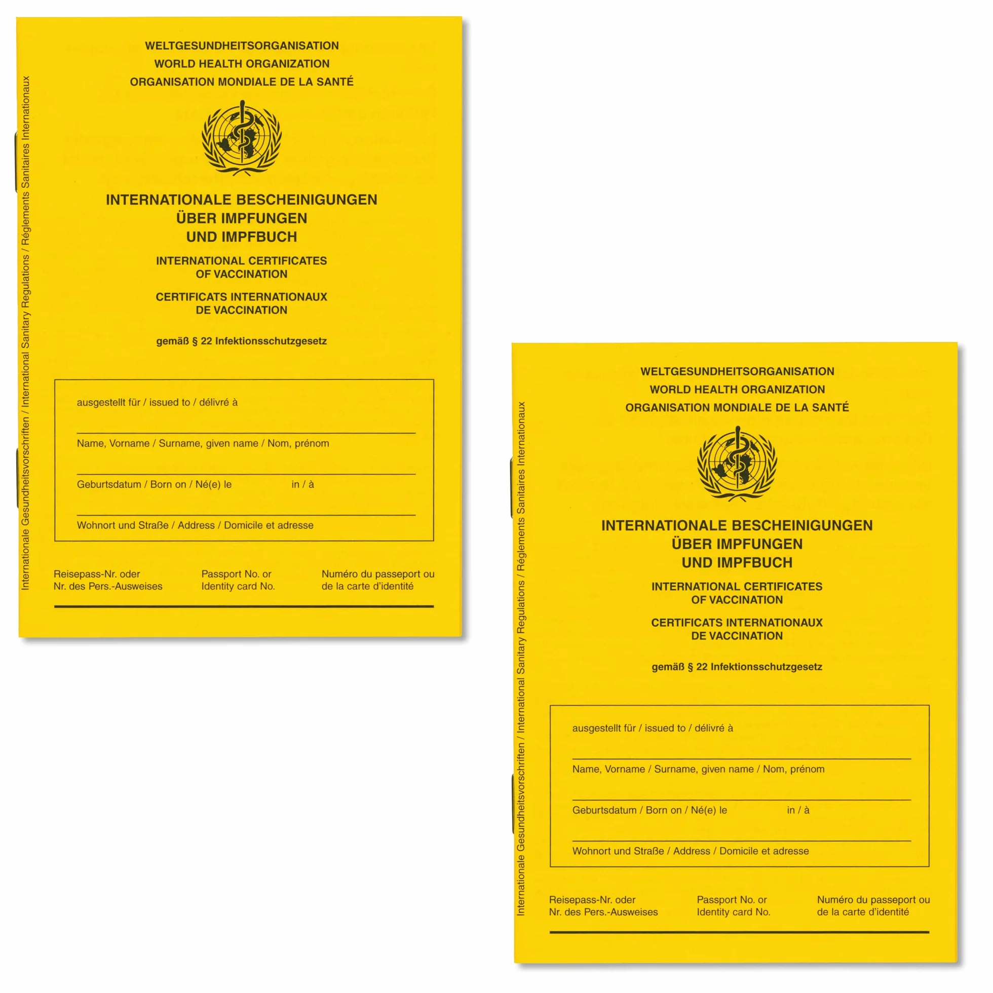 Carnet de Vaccination Jaune Passeport Vaccinal International OMS Édition 2021 avec Page Covid-19