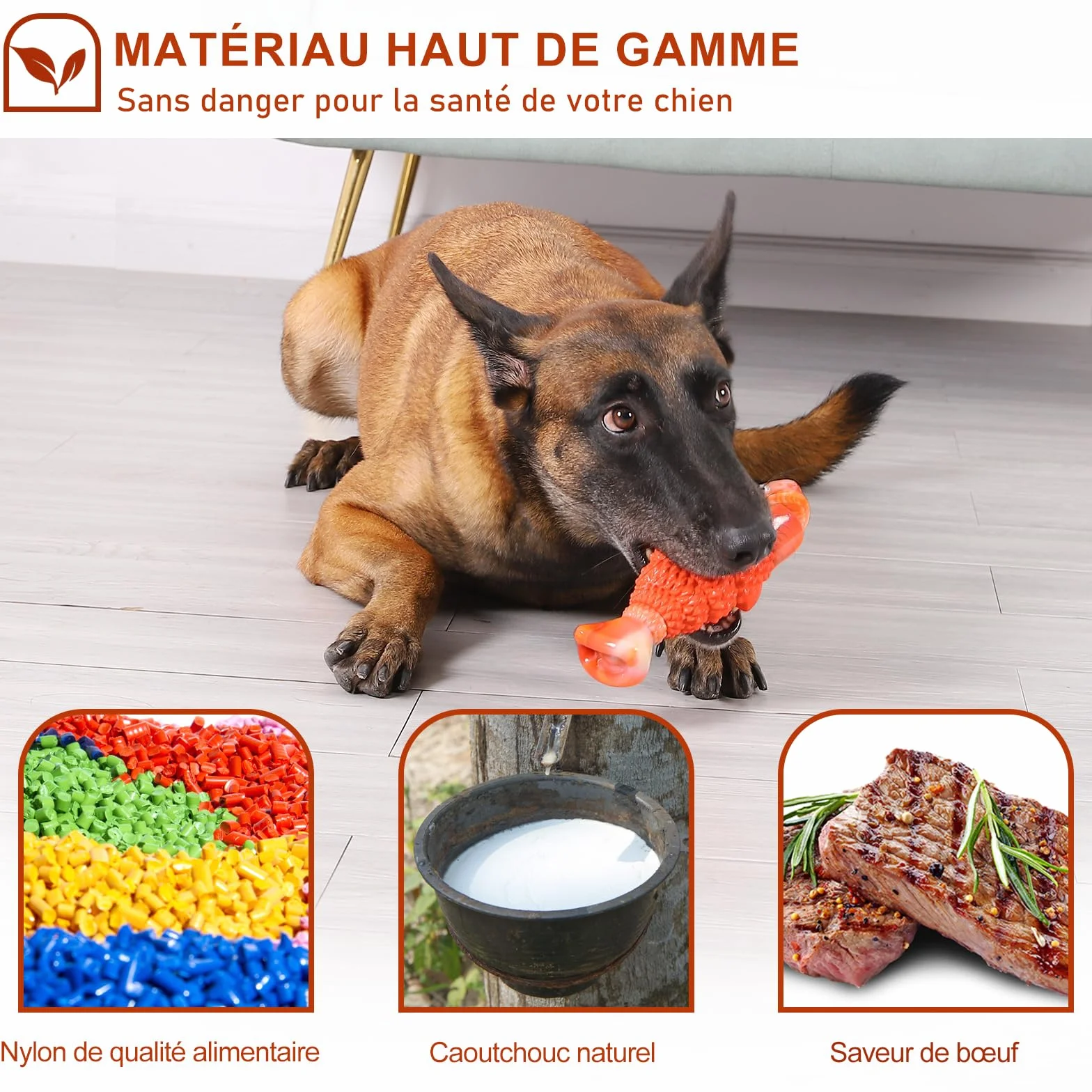 WinTour Jouet Chien Indestructible pour Mâcheur Agressif, Jouet à Mâcher Durable avec Son Grinçant pour Moyenne et Grande Race