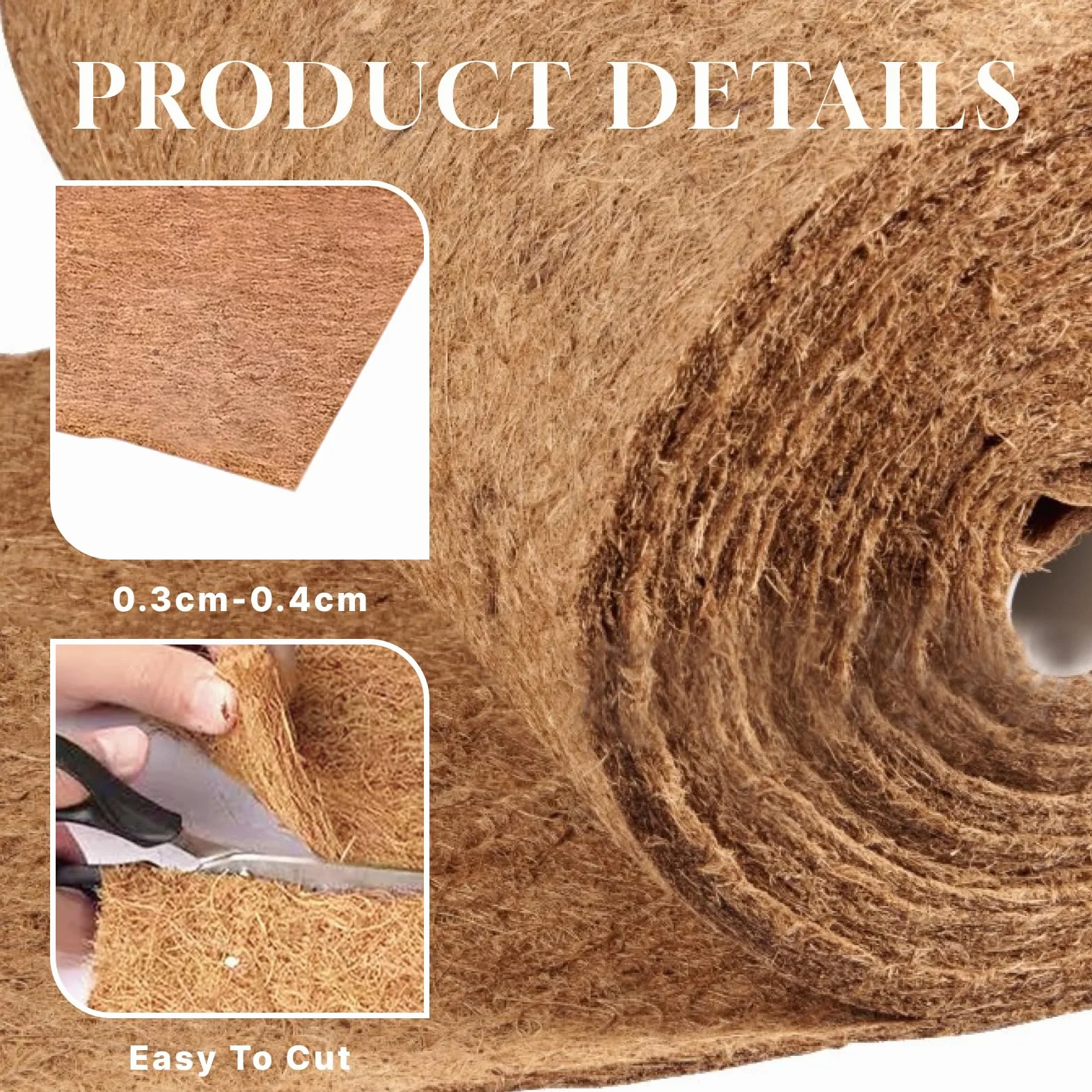 Fibre Coco Rouleau 100% Naturelle 30x120 cm Tapis pour Reptiles Serpents Tortues Lézards