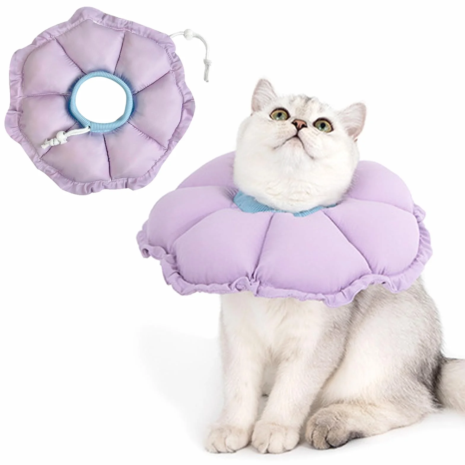 Colerette Chat Anti Léchage, Collier de Récupération Adjustable Imperméable pour Chat