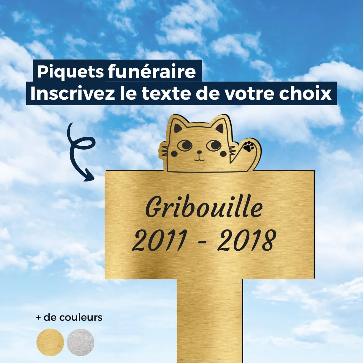 Piquet Funéraire Commémoratif Personnalisé pour Animaux - Plaque Funéraire avec Texte Personnalisable (Coeur)