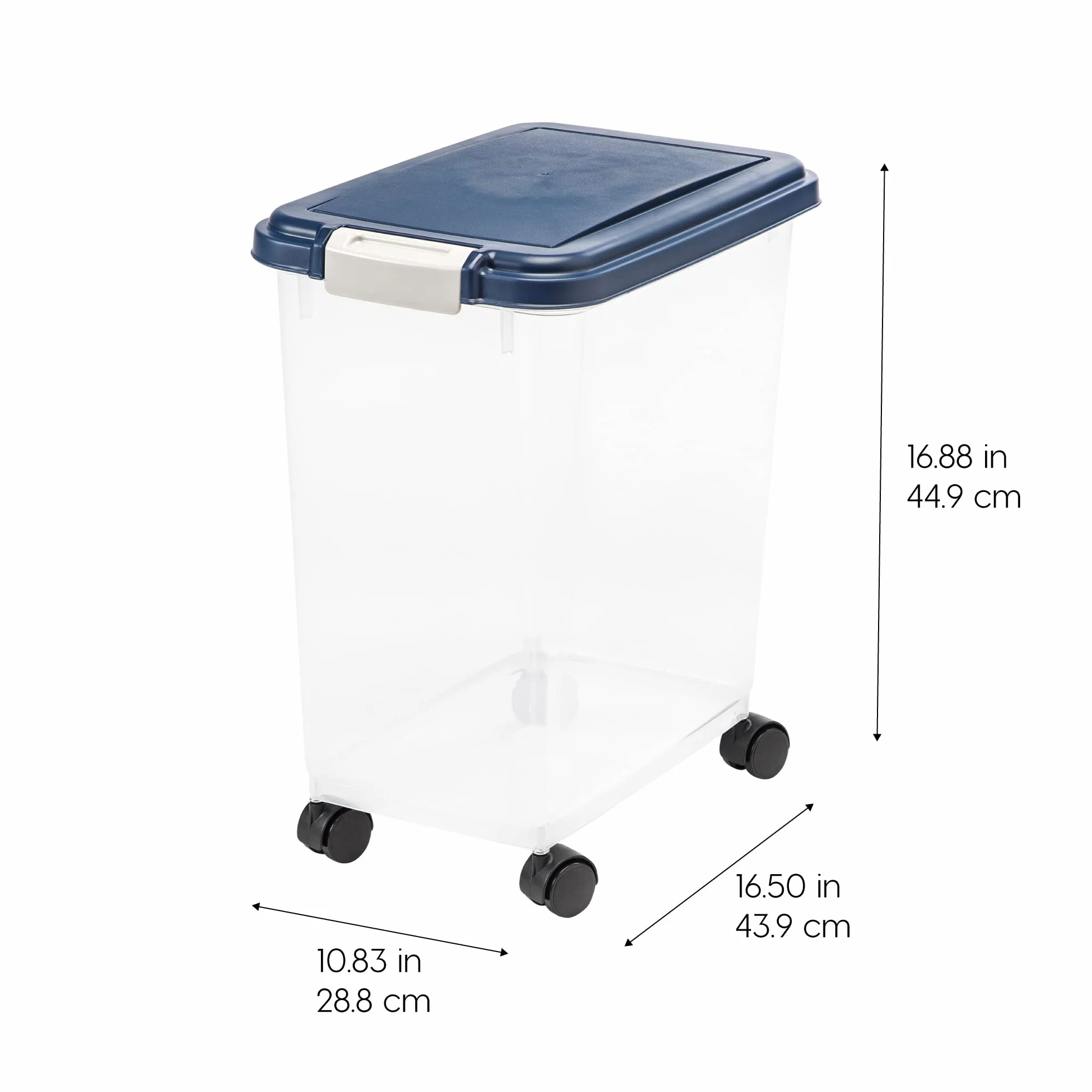 Iris Ohyama Boite Croquettes Chat Hermetique à Roulettes 30L Plastique Bleu