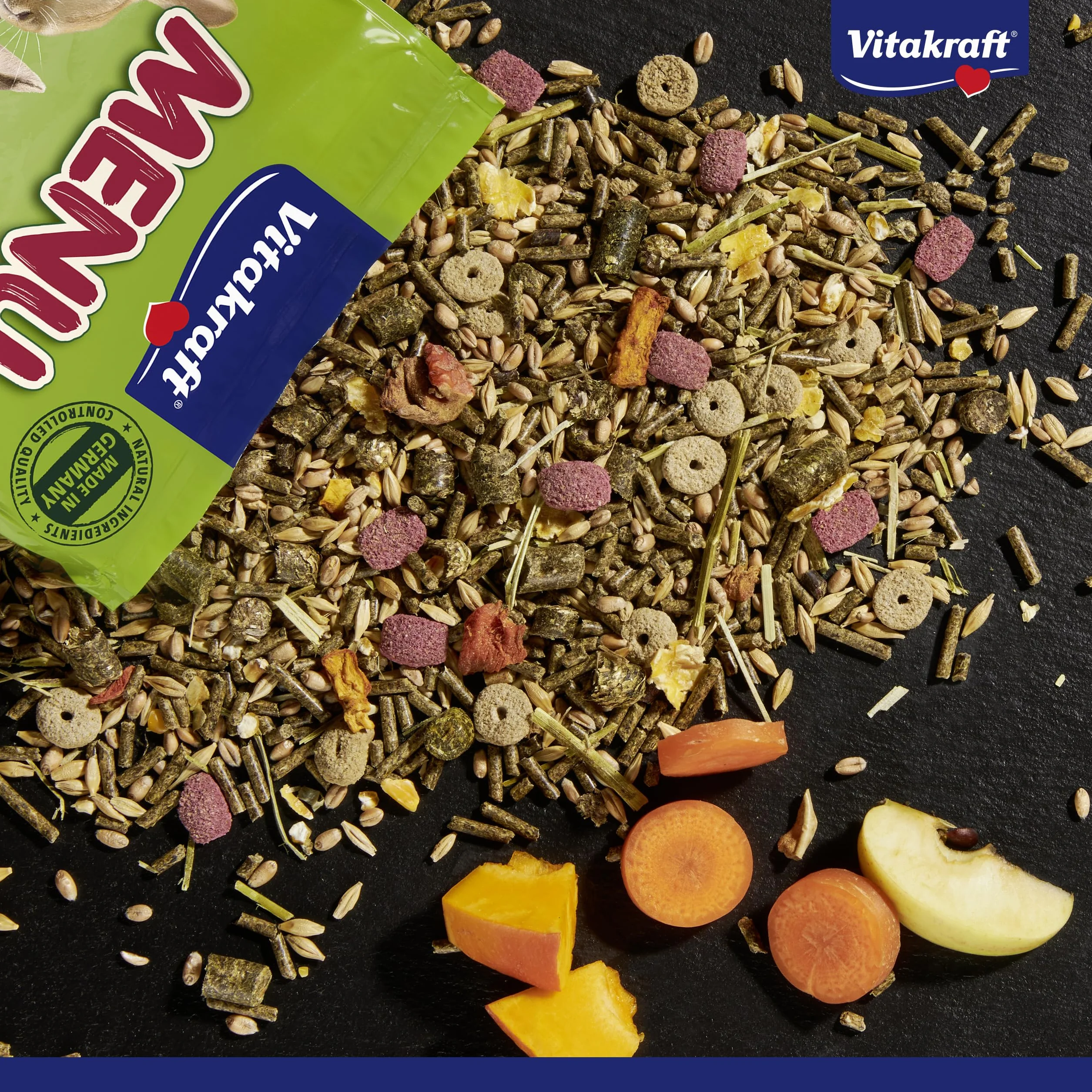 VITAKRAFT Menu Vital Aliment pour Lapins Nains Luzerne Pomme Potiron Herbes sans Sucre Ni Céréales 3kg