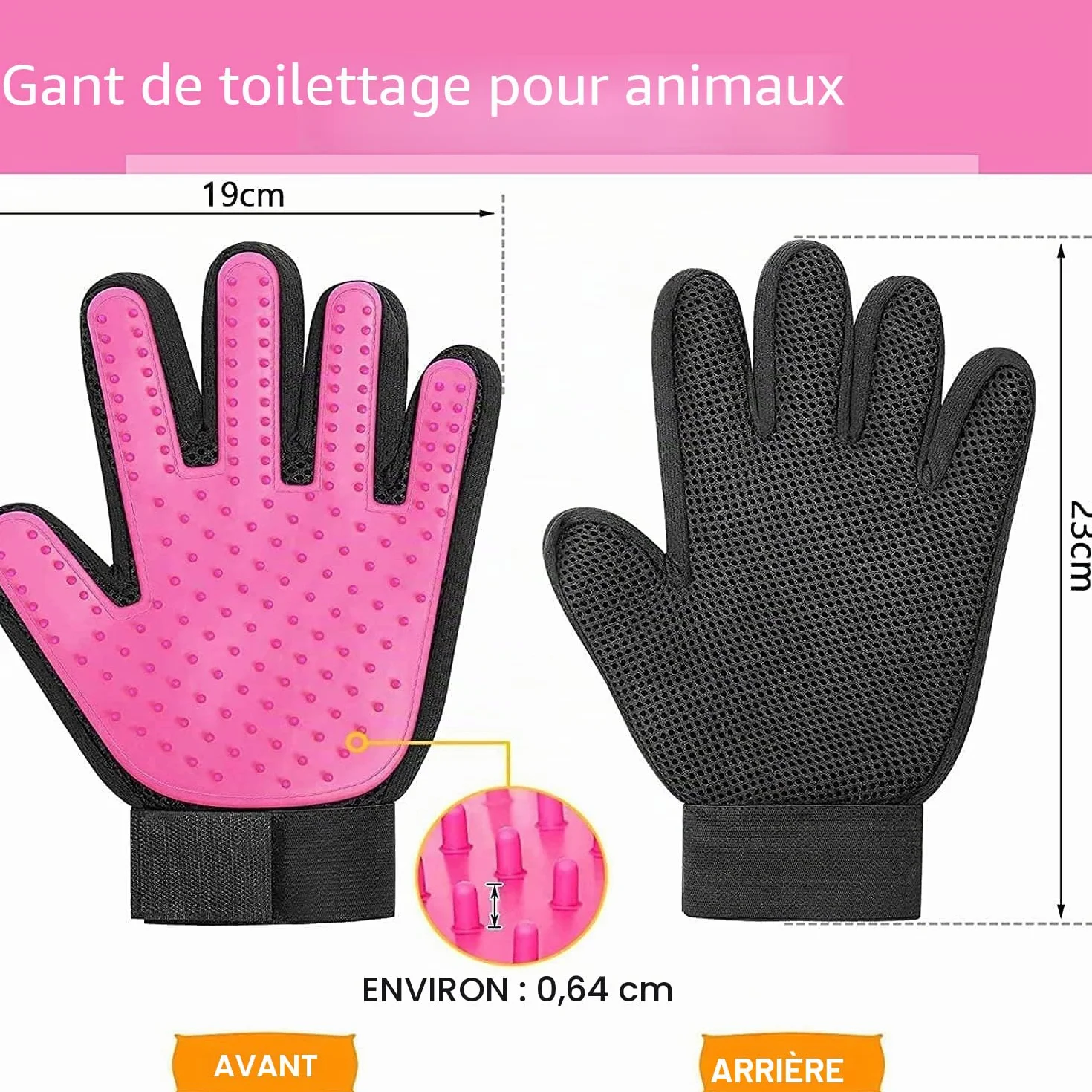 Gants de Toilettage pour Chien Chat Brosse Poil Massage Bain Récupération Ajustable 1 Paire