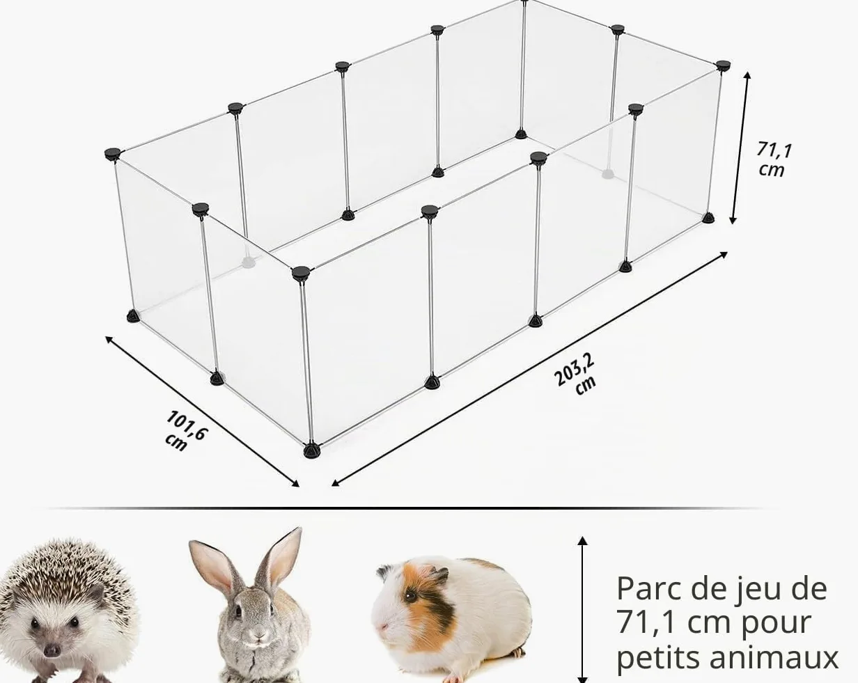 LURIVA Grand Parc Transparent pour Animaux domestiques, 71,1 x 50,8 cm (H x l), Parc pour Petits Animaux, enclos pour Chien, Chaton, Furet, Cochon d'Inde, Utilisation en intérieur, 12 Panneaux