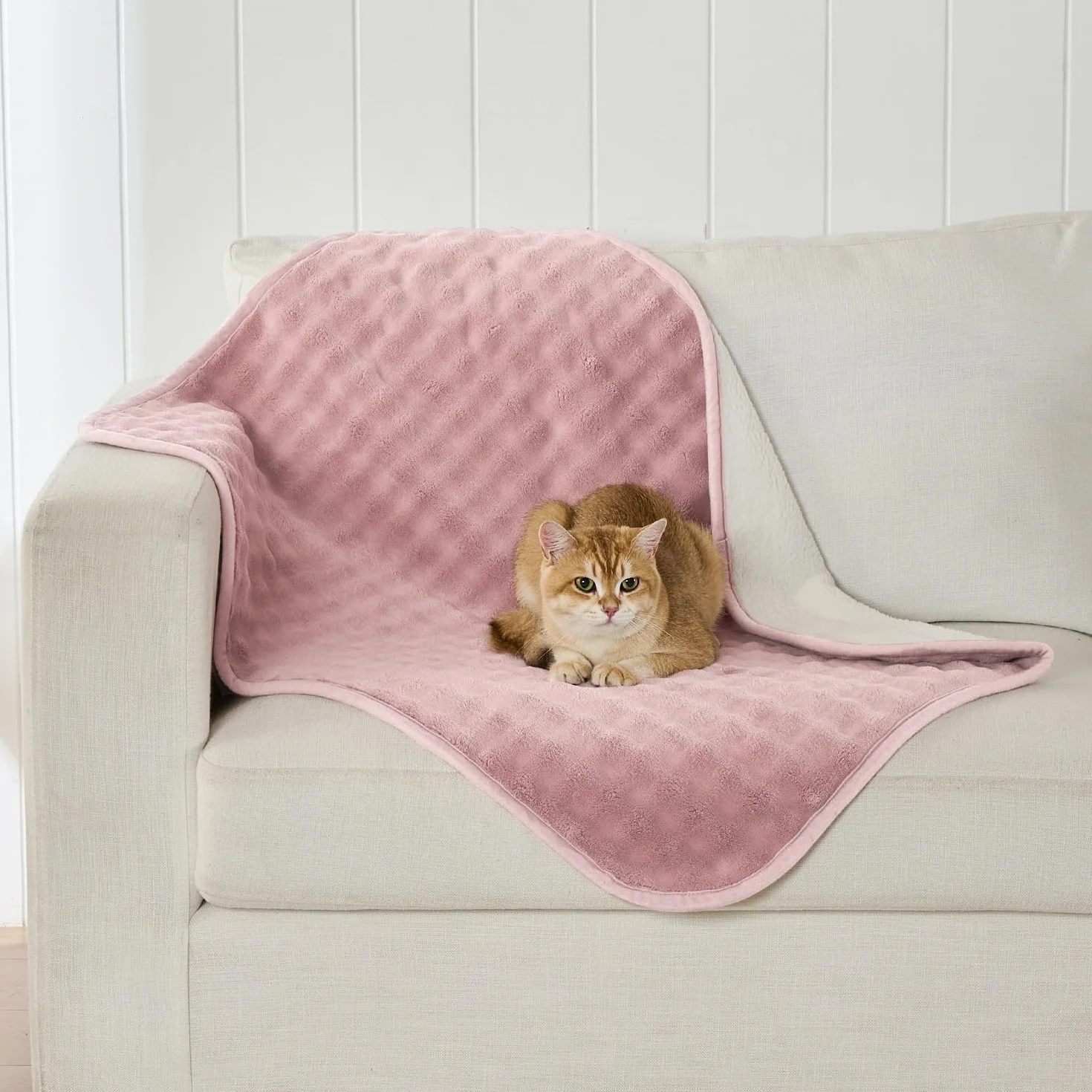 Couverture Imperméable pour Chien Motif 3D Bulles Réversible 76x101cm Rose Poussière