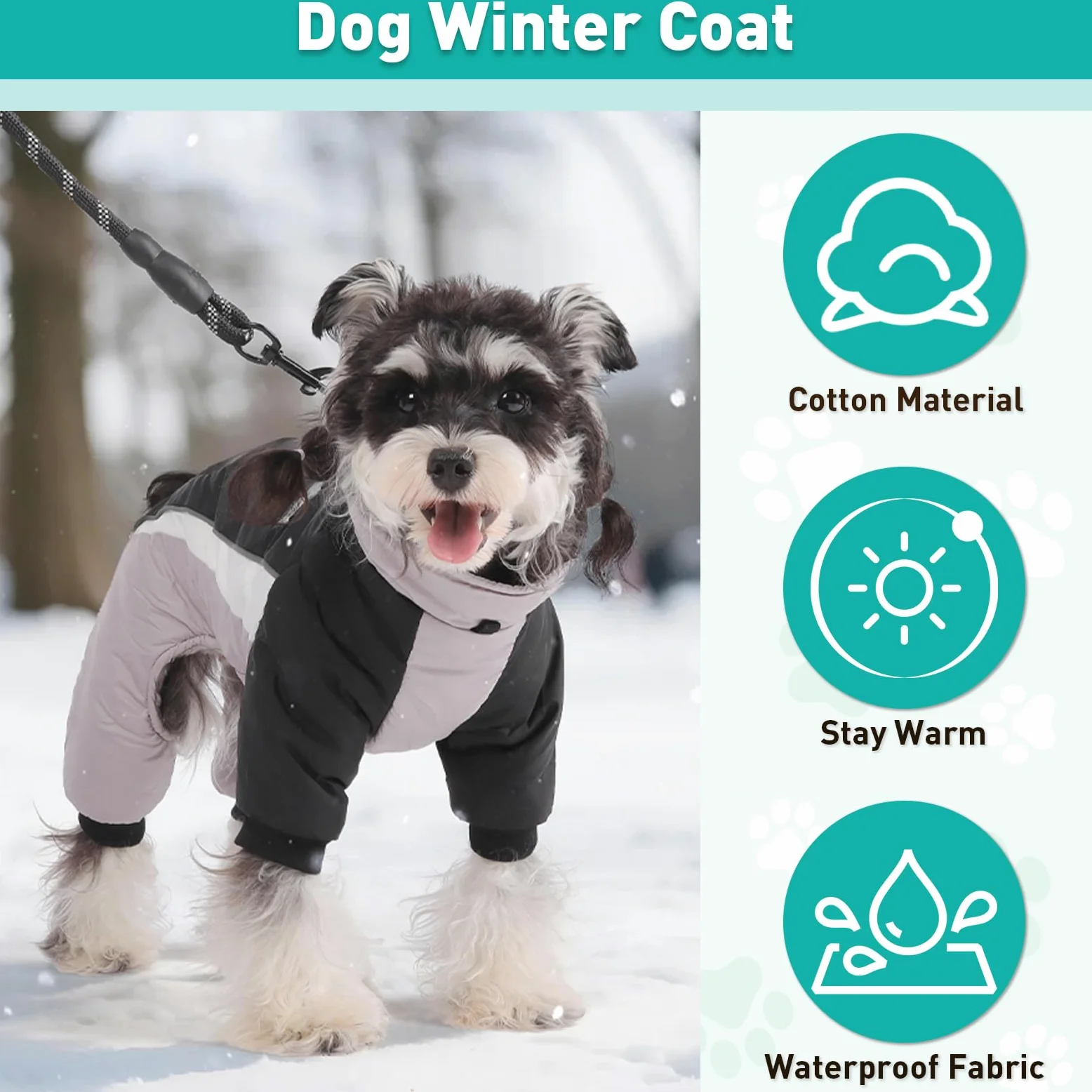 Manteau d'hiver pour chien – Veste chaude, réglable et imperméable à 4 pattes avec anneau en D et bandes réfléchissantes pour chiens de petite et grande taille (noir et rouge, taille XXL)