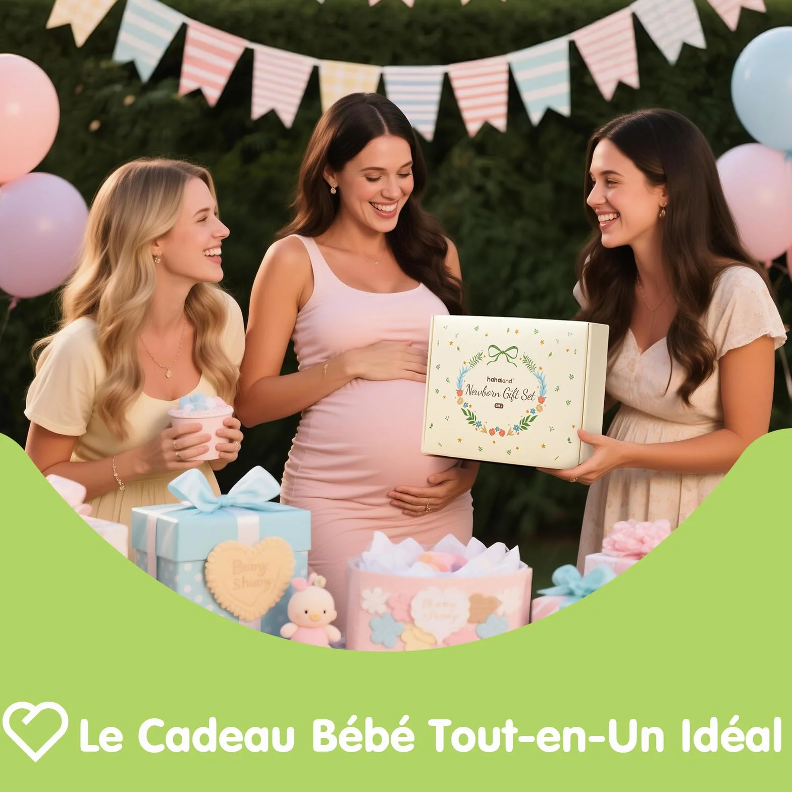 Coffret Naissance Bébé Fille et Garçon, Cadeau Nouveau-né avec Couverture d’Emmaillotage, Hochets et Livre d’Éveil Sensoriel, 0–12 Mois