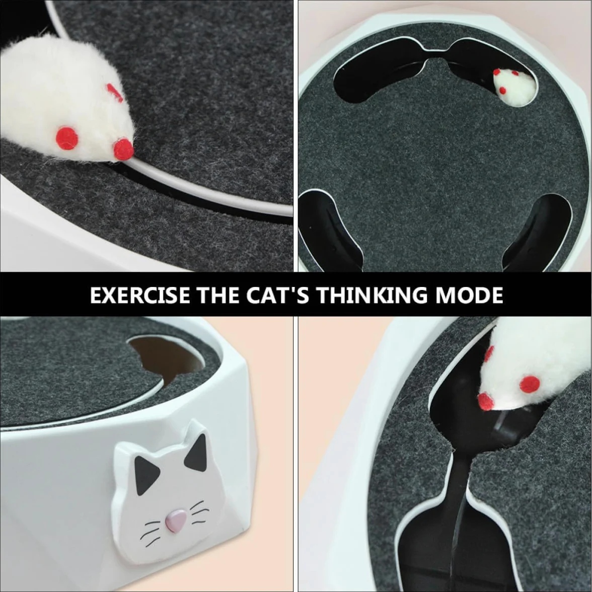 Interactif pour Chaton Souris Électrique Blanche Simulant L'action de Fouissage pour Stimuler L'instinct de Chasse et Exercice en Intérieur avec 3 Piles AA