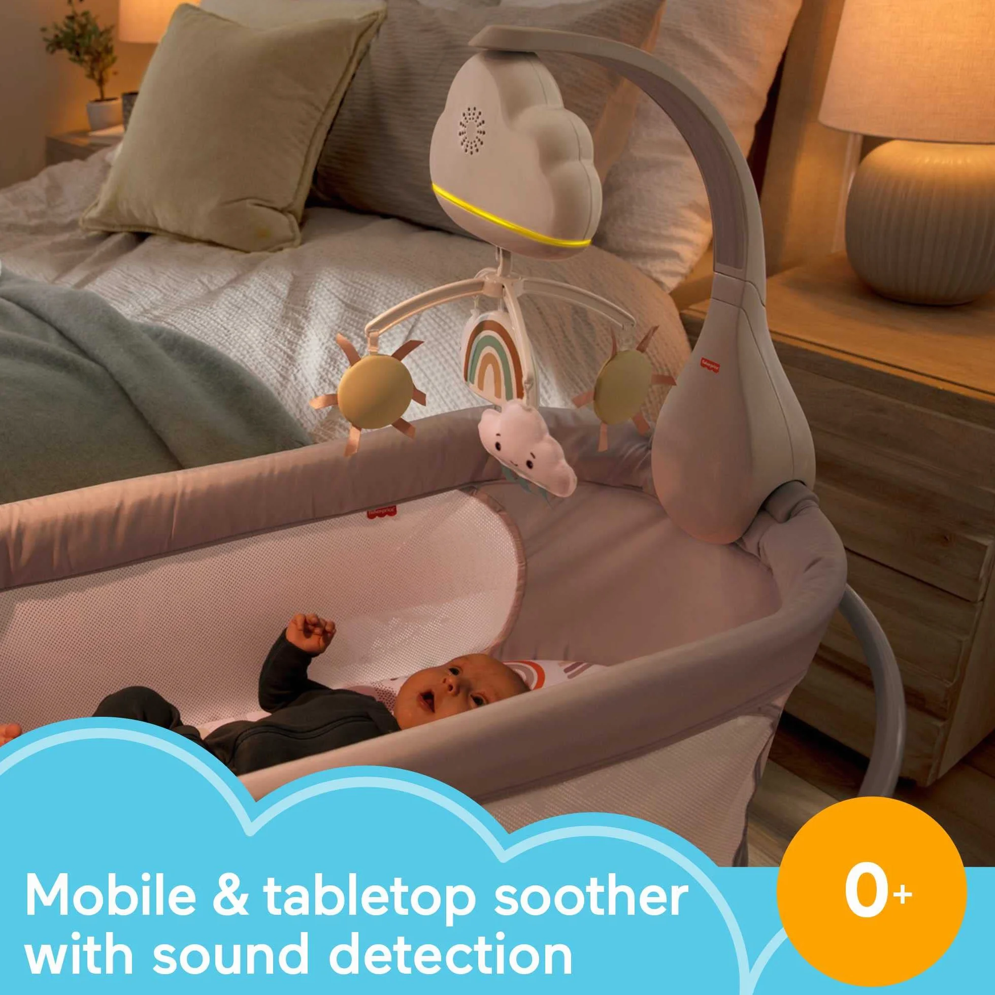 Fisher-Price Mobile Arc-en-Ciel 2 en 1 Veilleuse Musicale avec Mélodies et Sons Apaisants