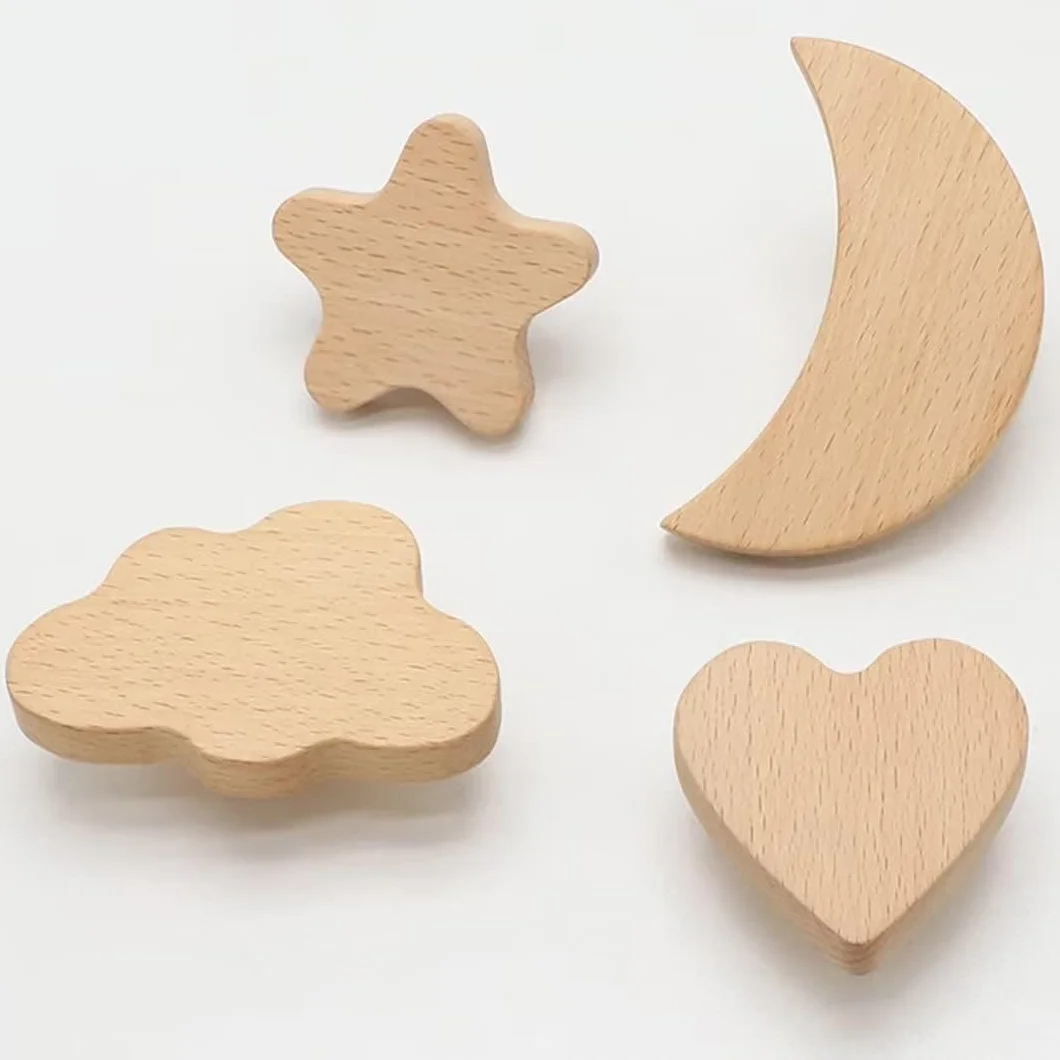 Boutons de meuble en bois cœur 6 pièces pour armoire commode tiroir